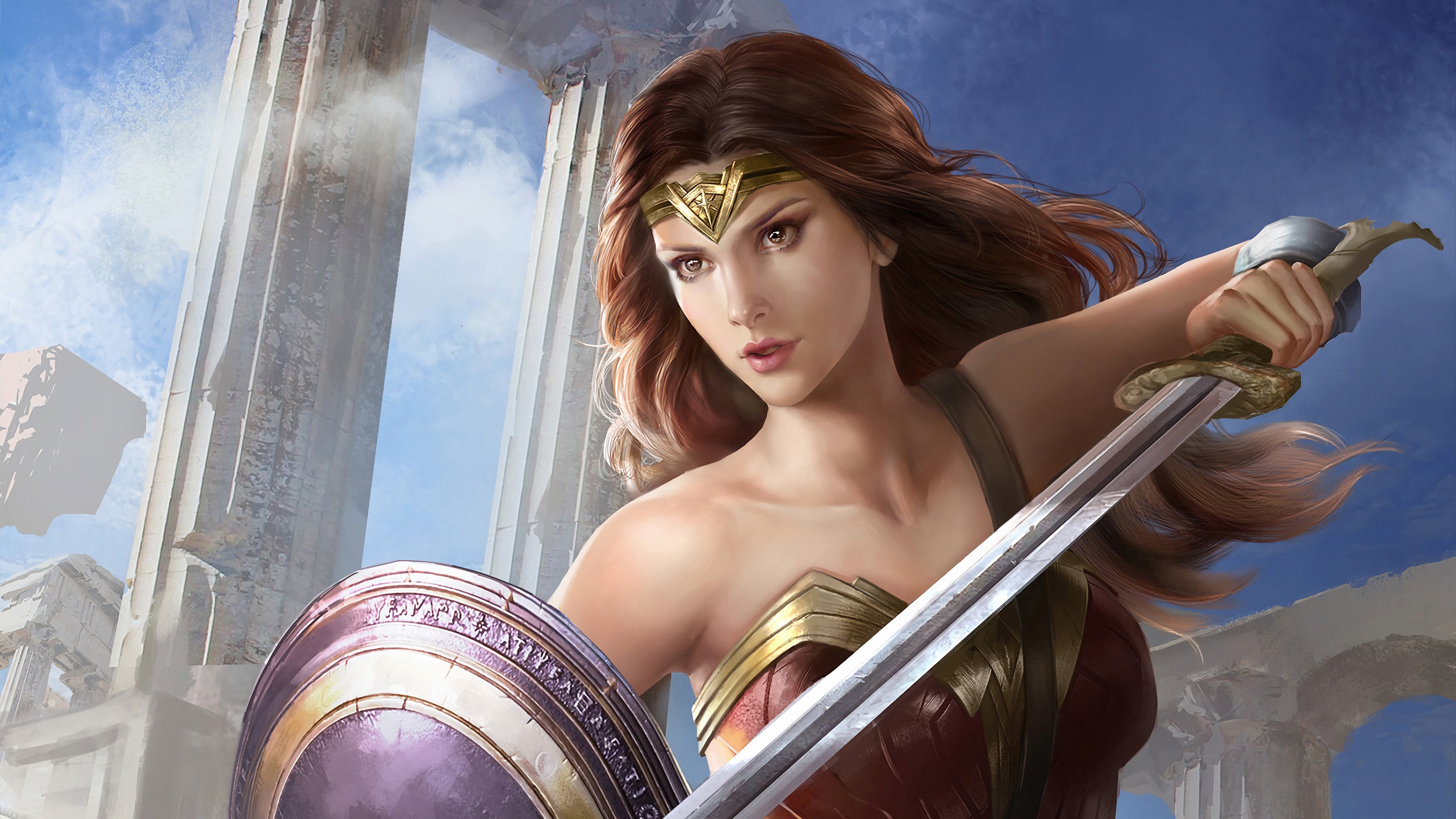 wonder woman, hd, 4k, superheroes, artwork, digital art, pixiv, HD Wallpaper
