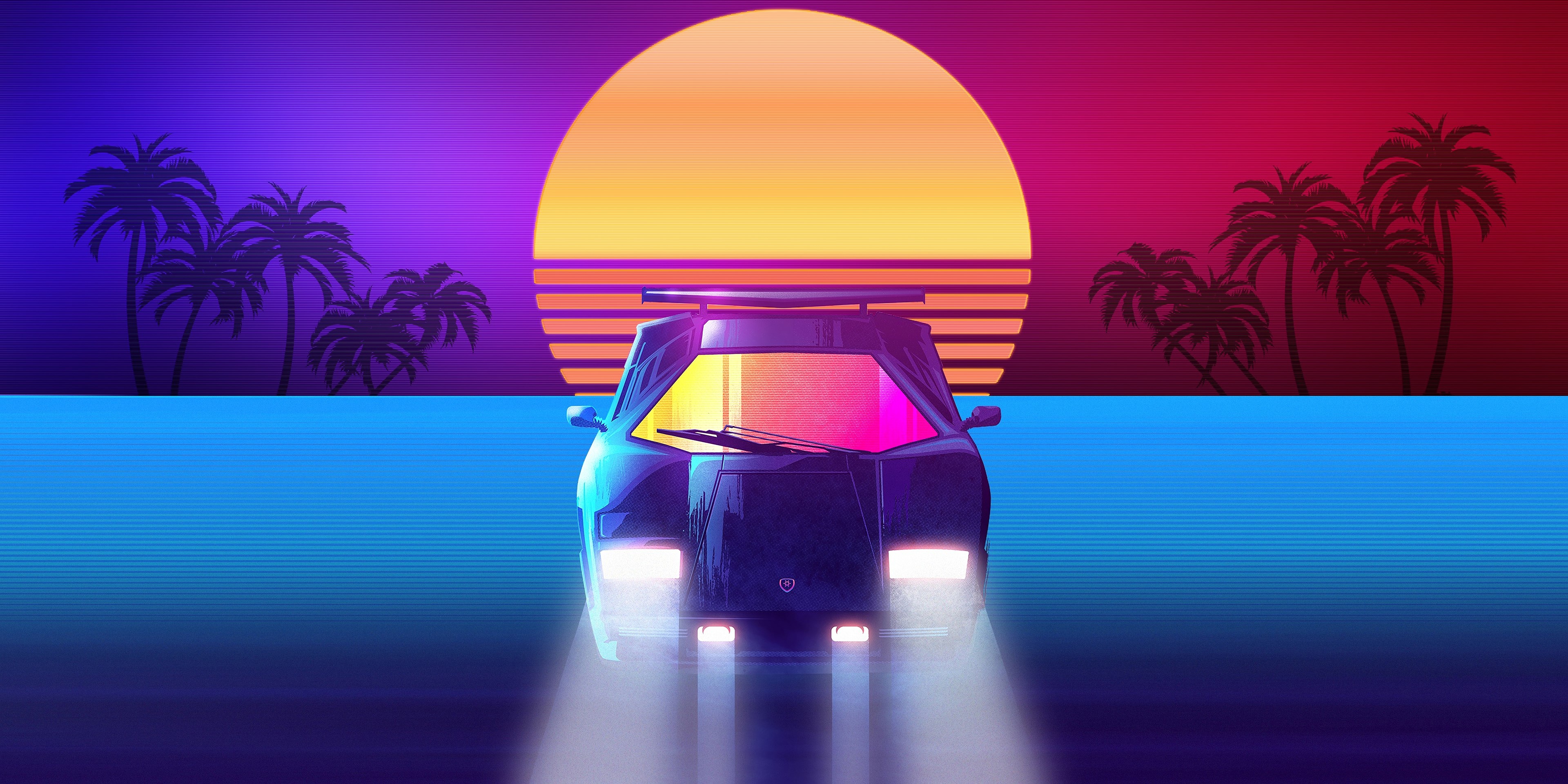 lamborghini countach, lamborghini, cars, retrowave, artist, artwork, digital art, hd, 4k, HD Wallpaper