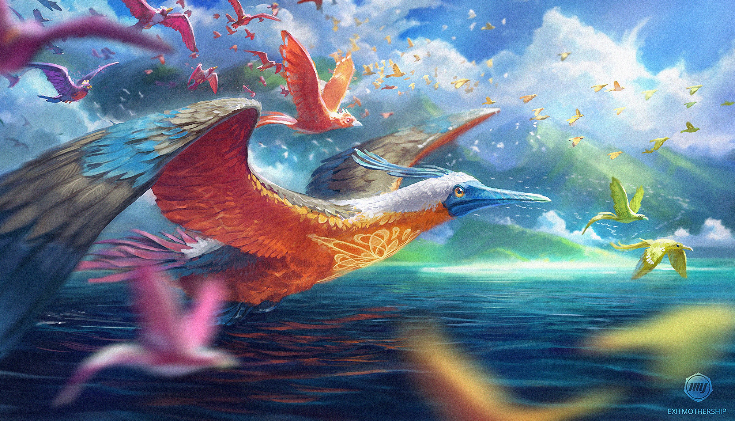 birds, artist, artwork, digital art, hd, HD Wallpaper