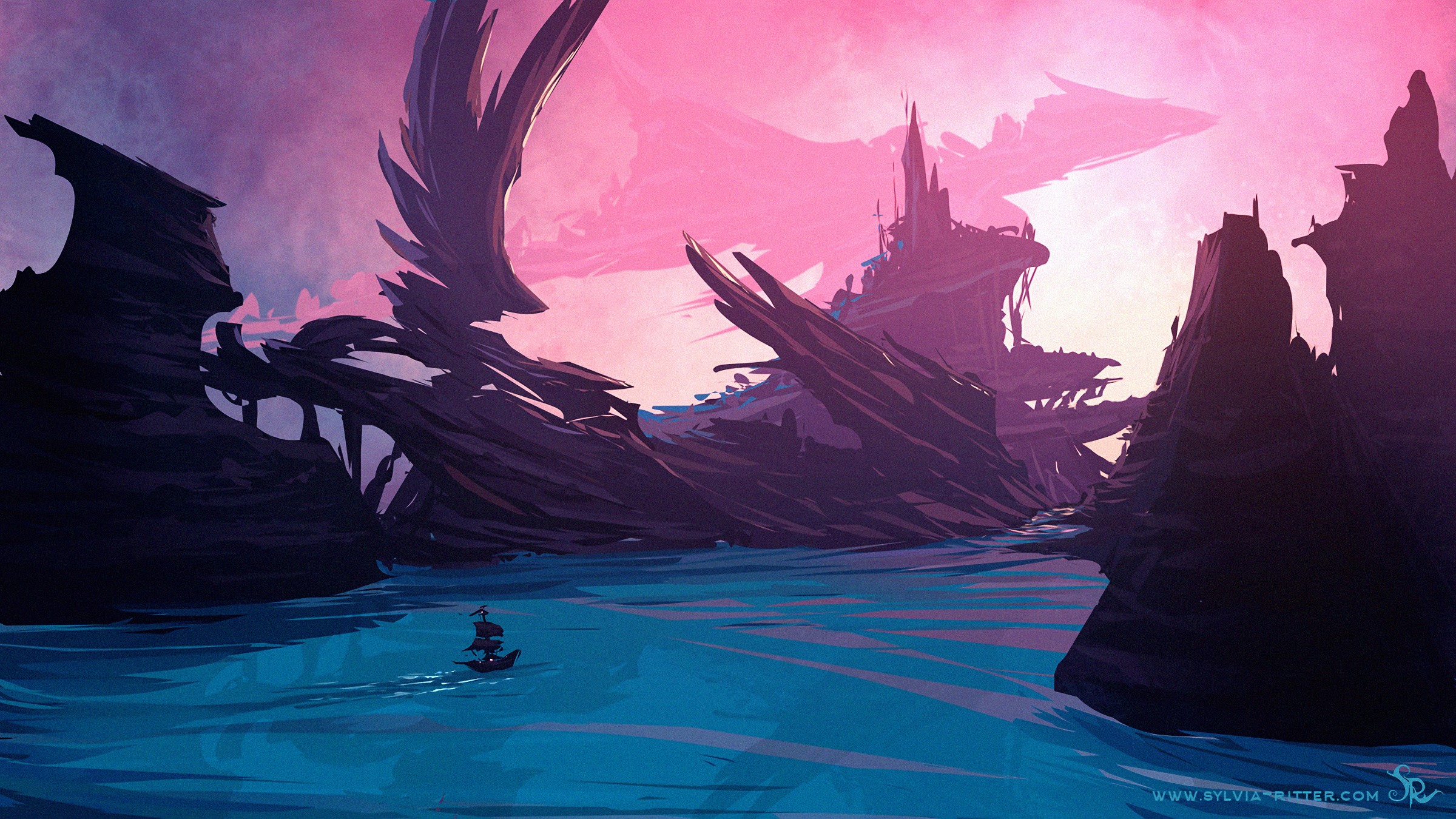 boat, scenery, artist, artwork, digital art, hd, deviantart, HD Wallpaper