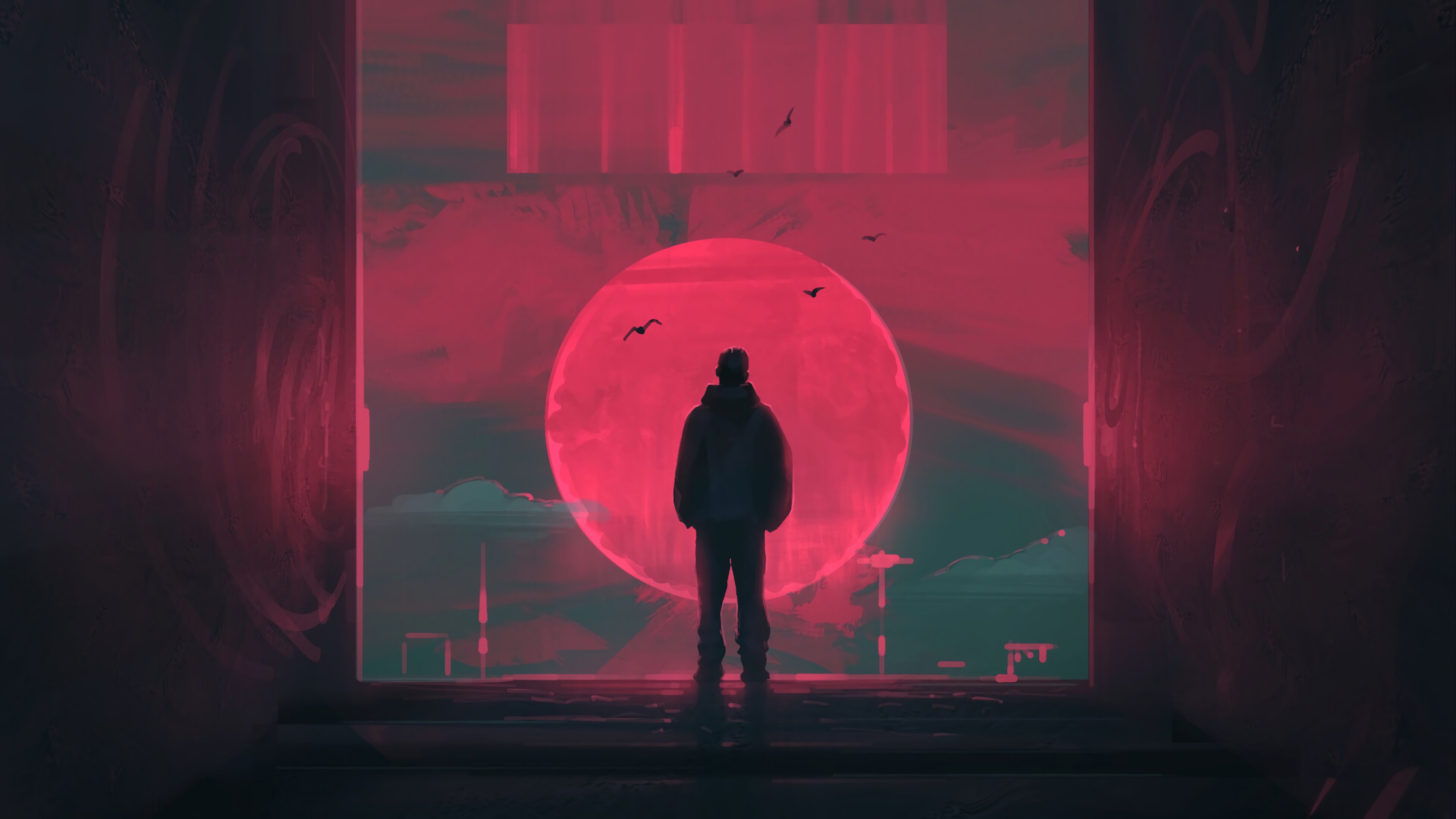 retrowave, artist, artwork, digital art, hd, 4k, artstation, alone, HD Wallpaper