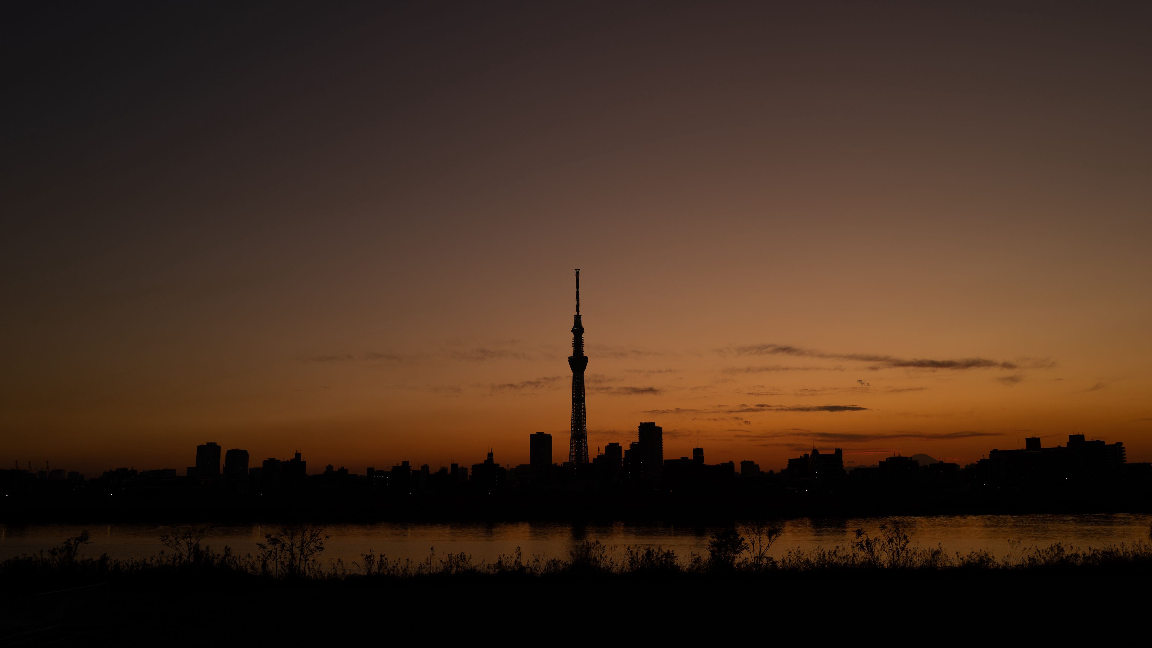 city, buildings, dusk, dark, panorama, 4k, HD Wallpaper