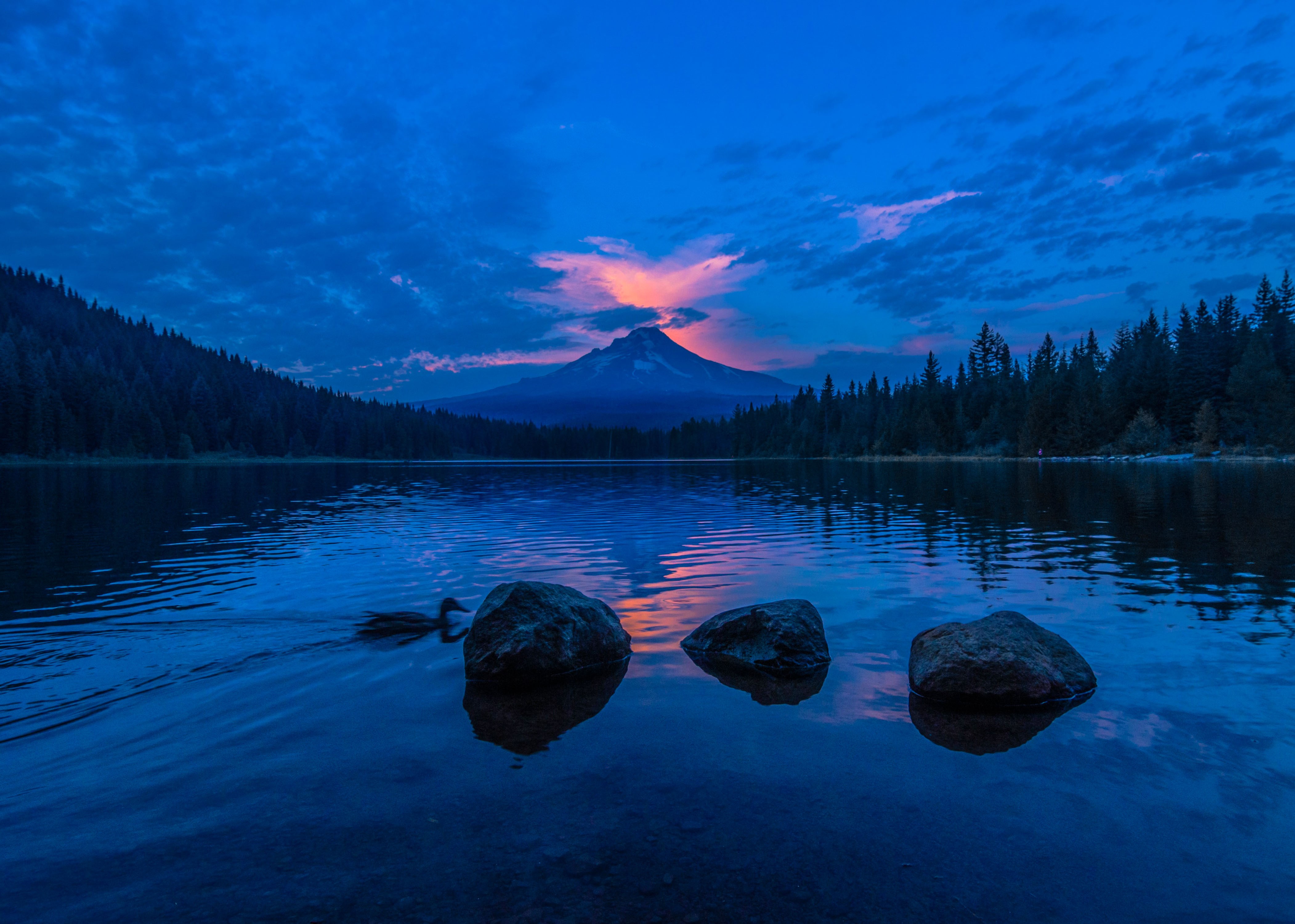 lake, sky, sunset, nature, hd, 4k, HD Wallpaper