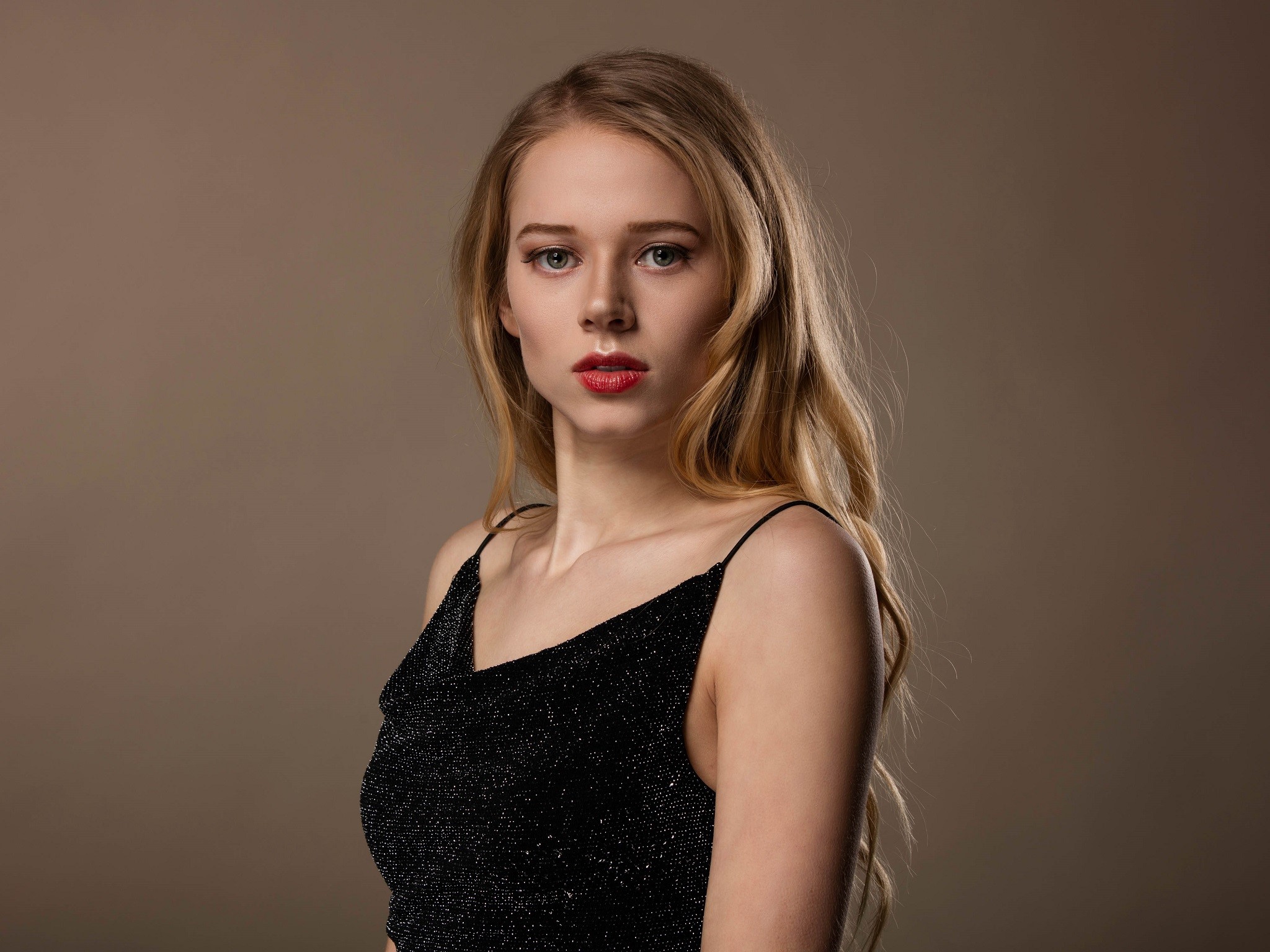 blonde, girls, model, hd, black dress, HD Wallpaper