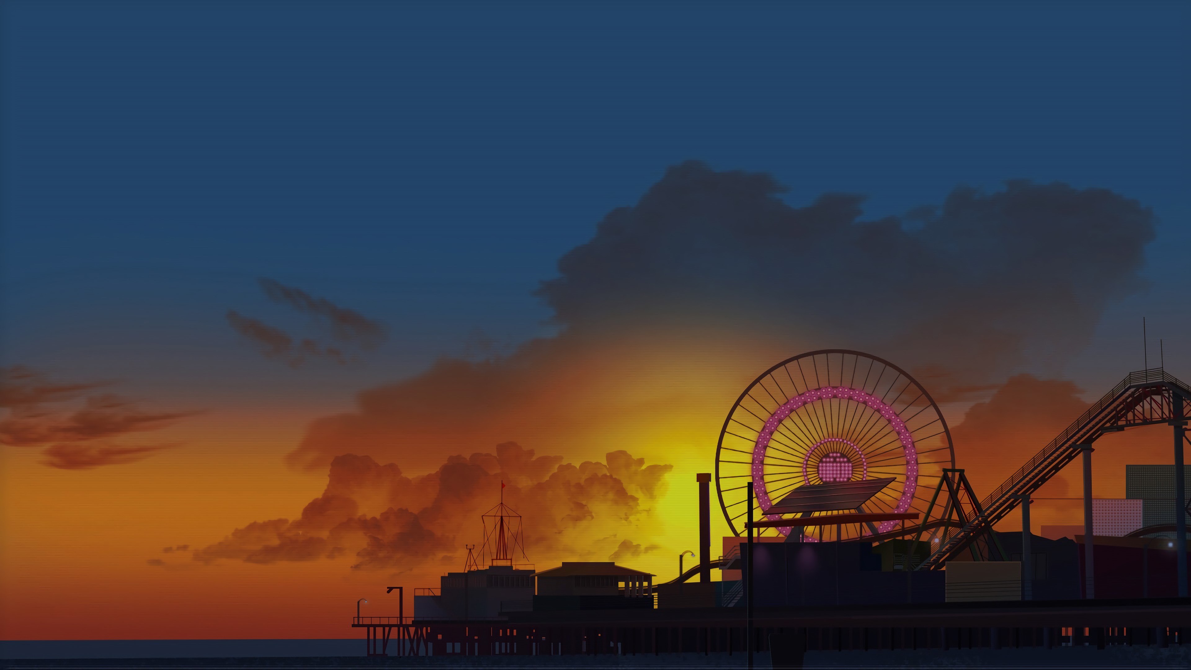 ferris wheel, artist, artwork, digital art, hd, 4k, HD Wallpaper