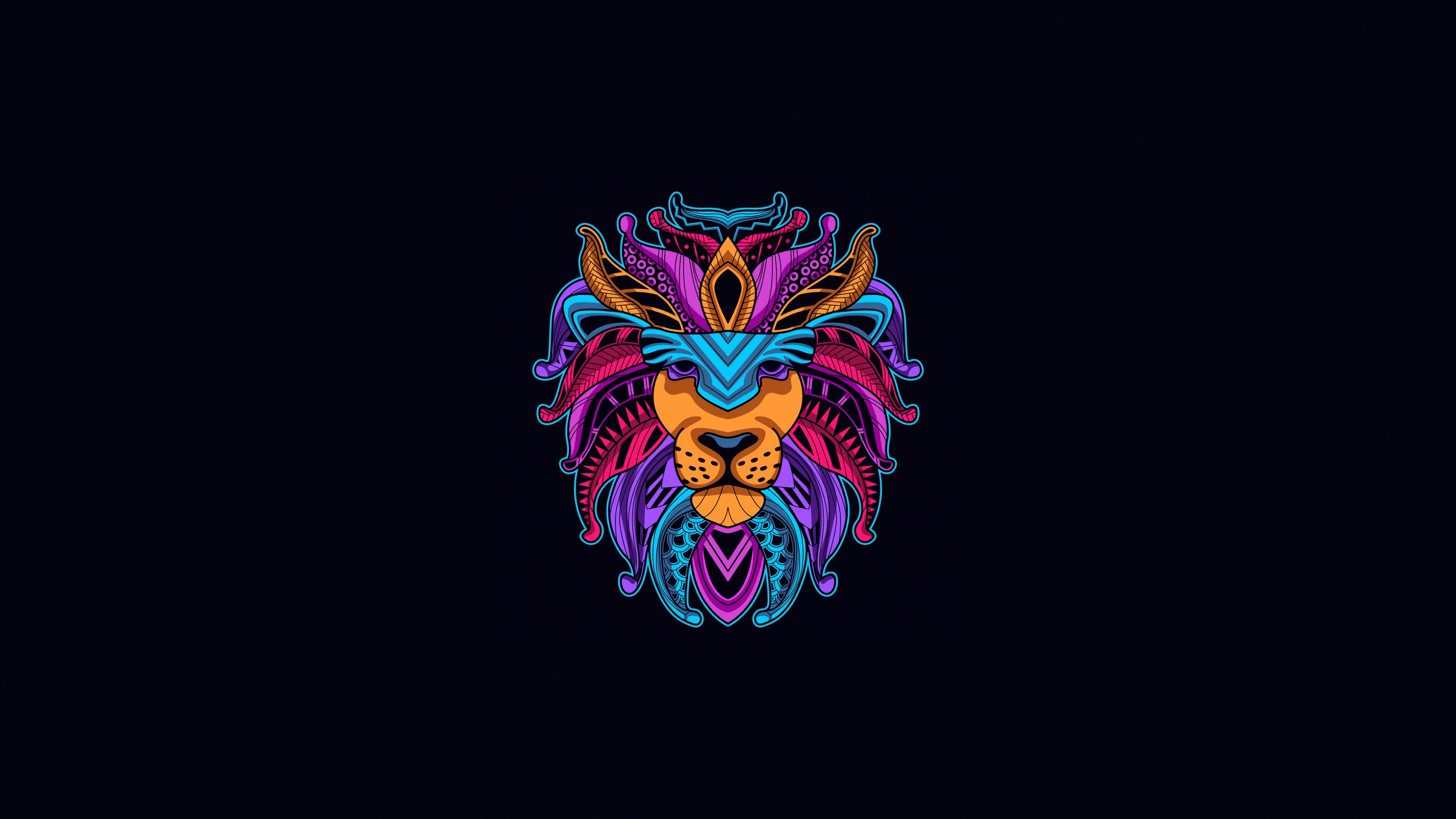lion, minimalism, minimalist, dark, oled, hd, 4k, HD Wallpaper