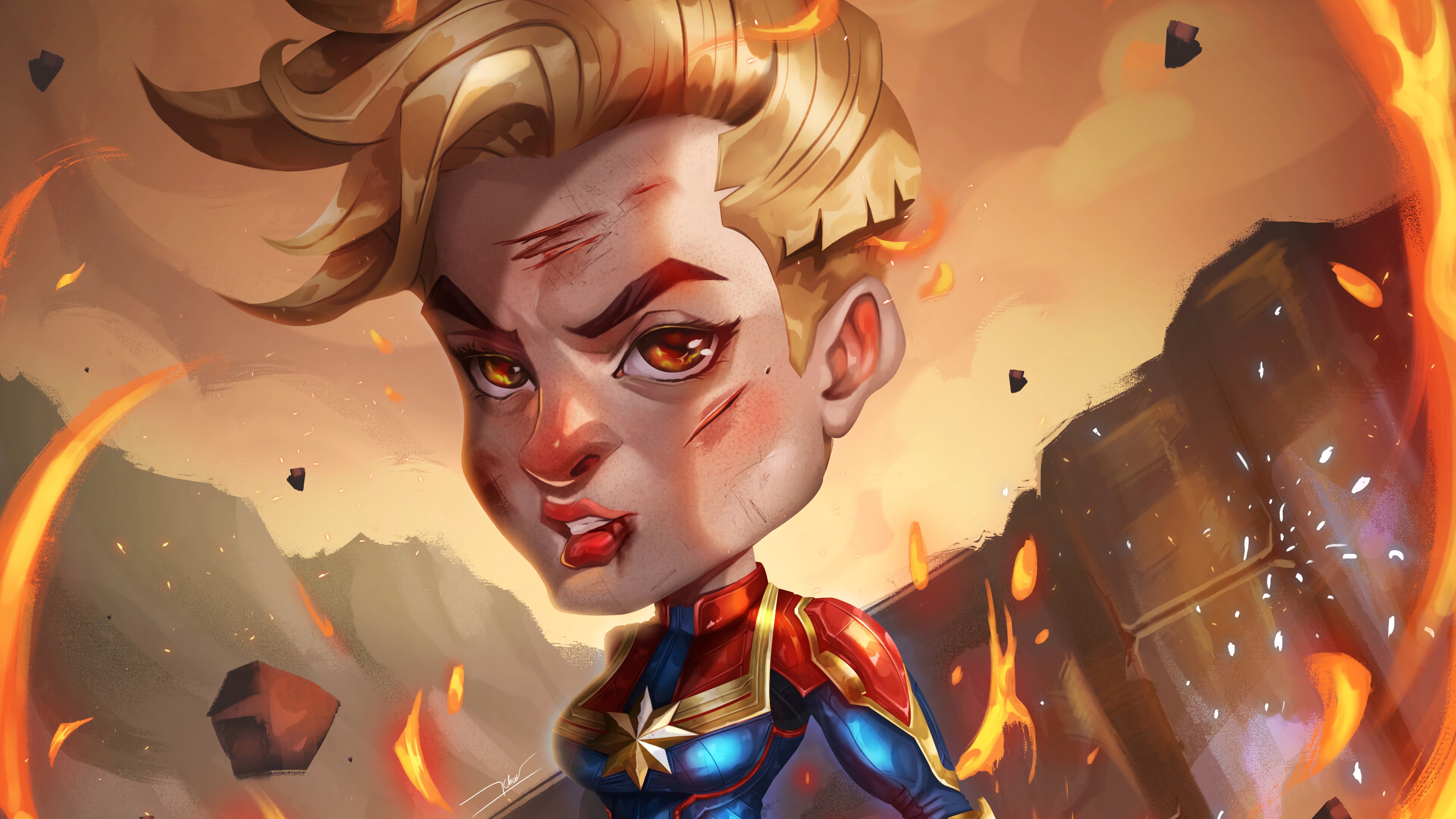 captain marvel, hd, 4k, superheroes, artwork, art, HD Wallpaper