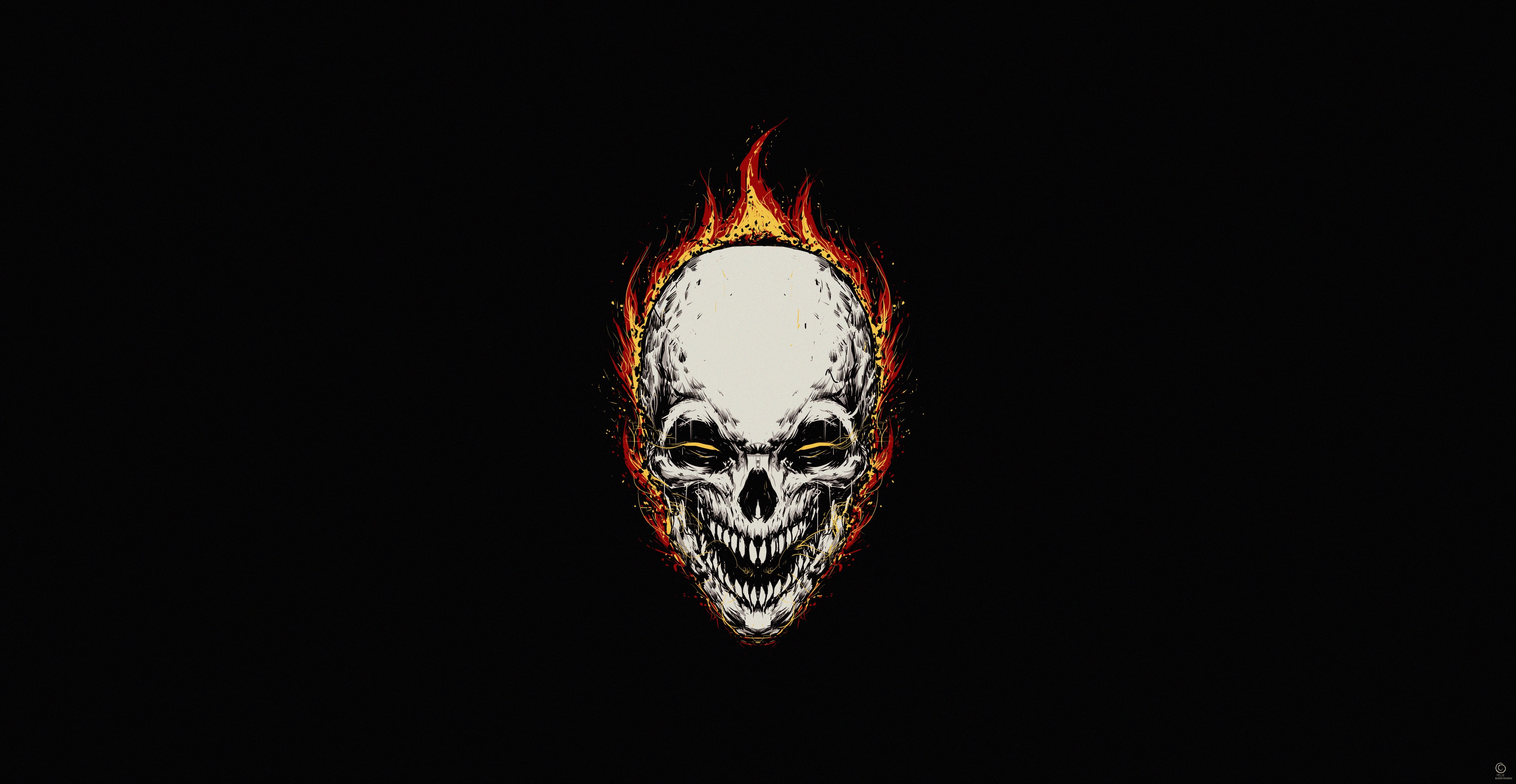 ghost rider, superheroes, hd, 4k, 5k, artstation, dark, minimalism, minimalist, HD Wallpaper