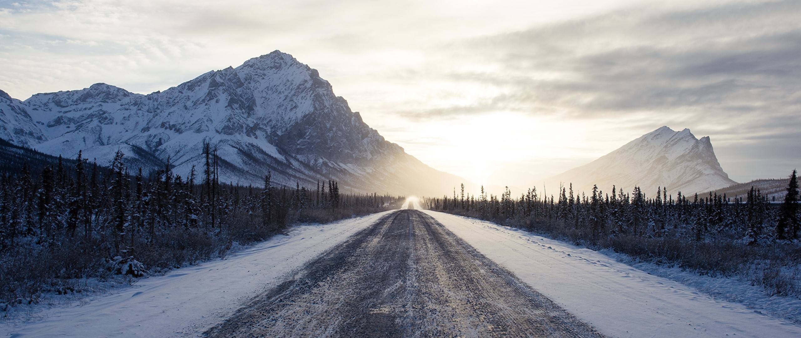 road, mountains, snow, nature, hd, HD Wallpaper