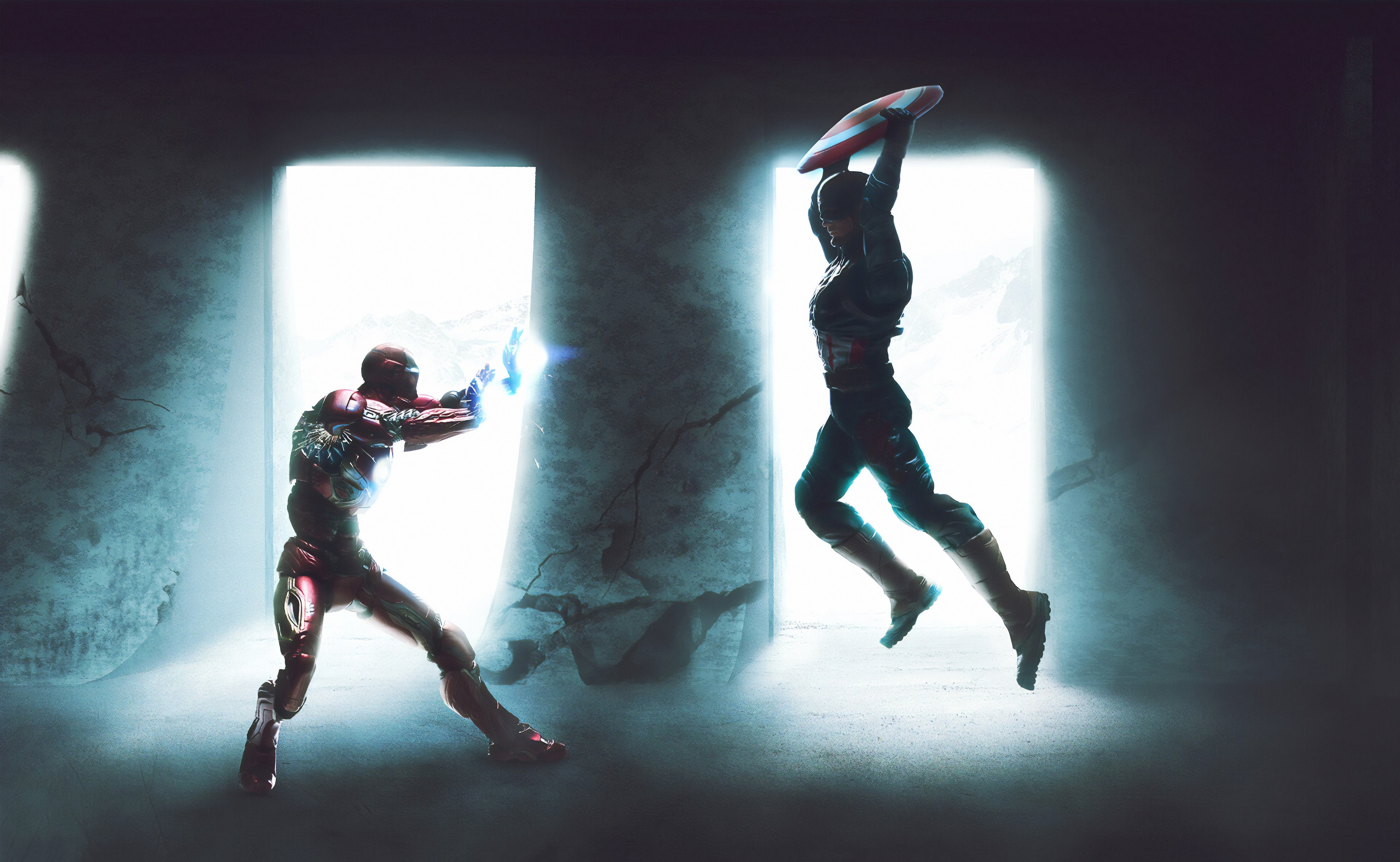 captain america, iron man, hd, 4k, superheroes, artwork, HD Wallpaper