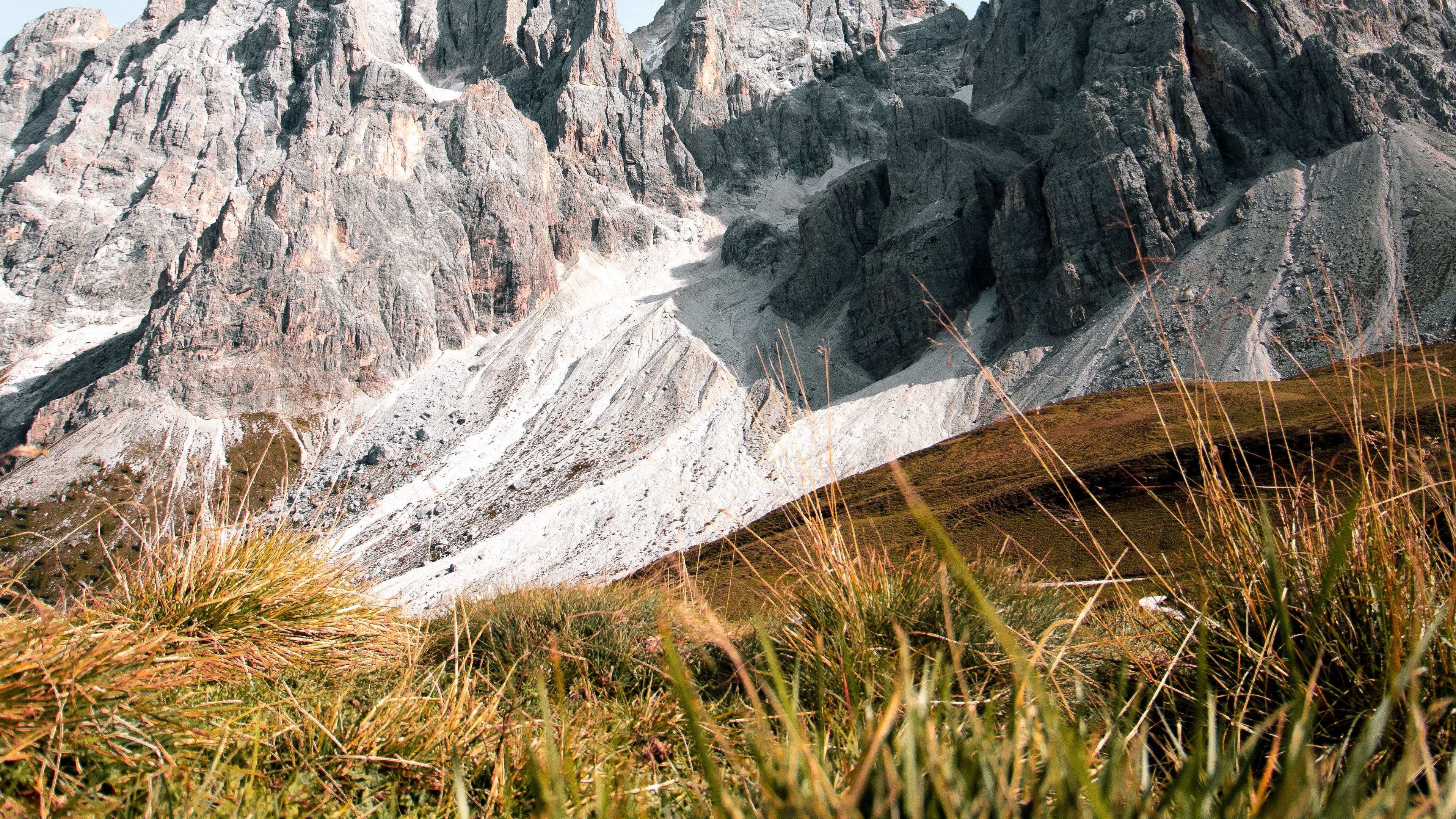mountains, rocks, lawn, grass, landscape, 4k, HD Wallpaper