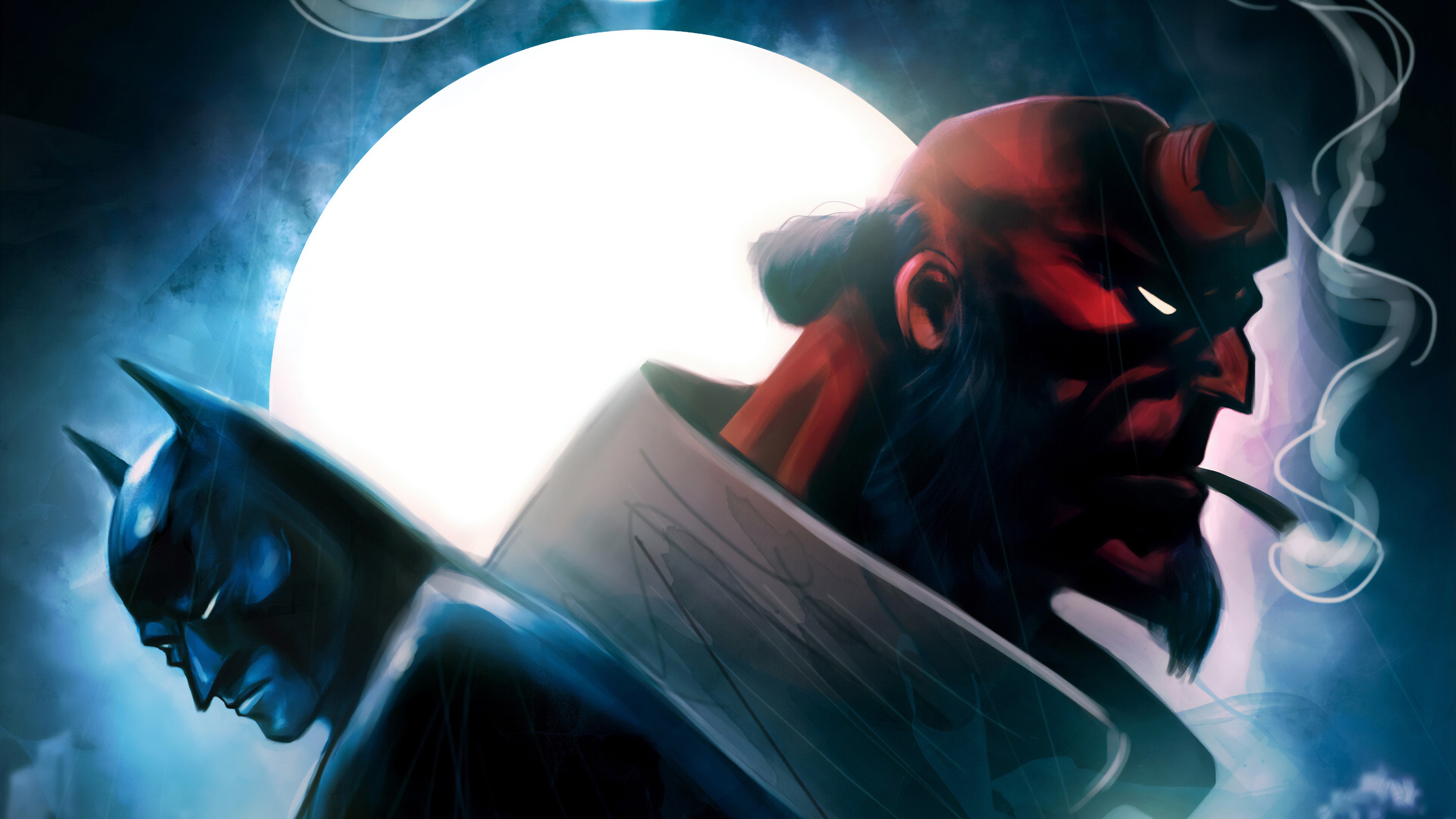 hellboy, batman, superheroes, hd, 4k, artstation, HD Wallpaper