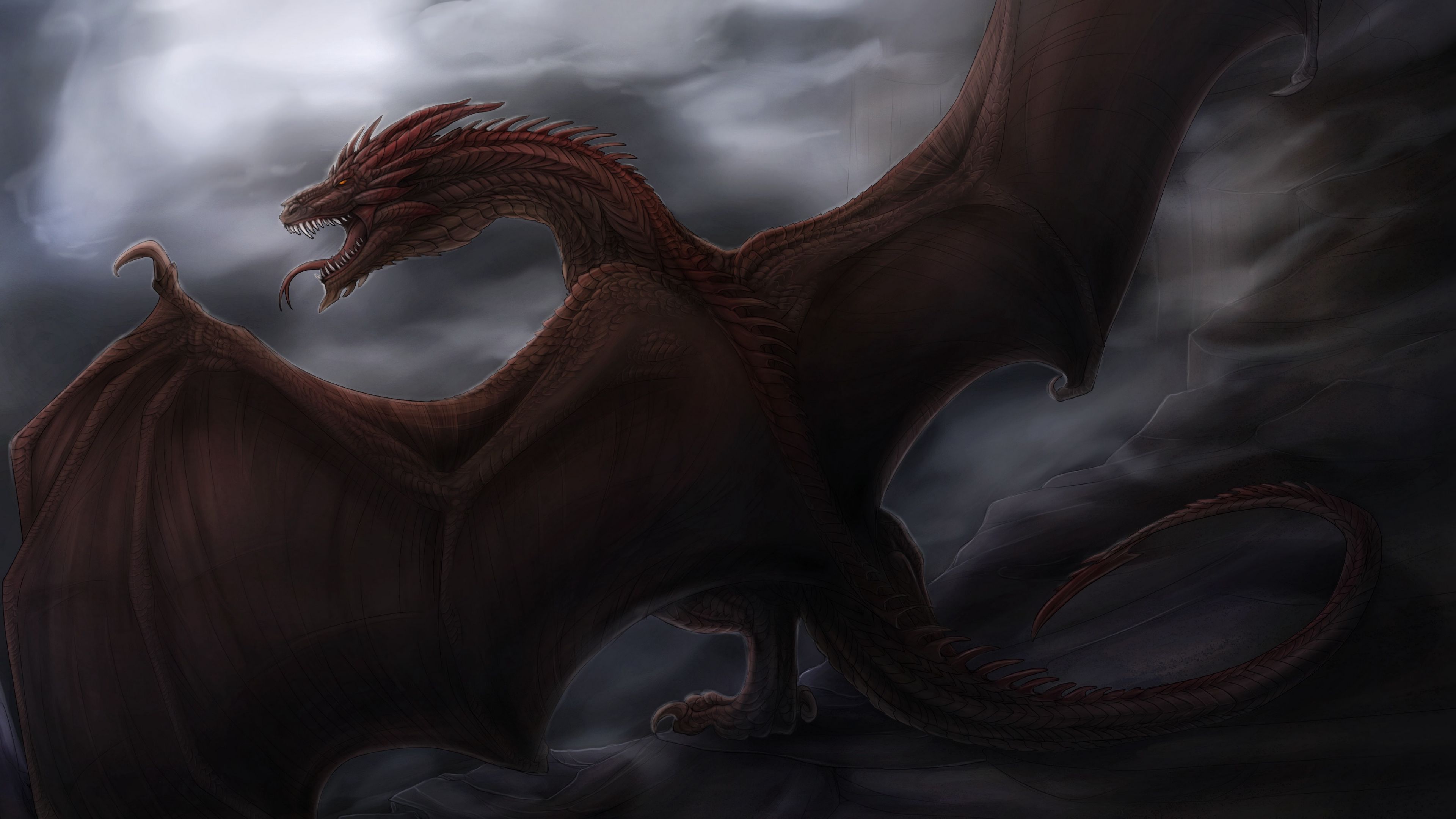 dragon, grin, wings, creature, fantasy, 4k, HD Wallpaper