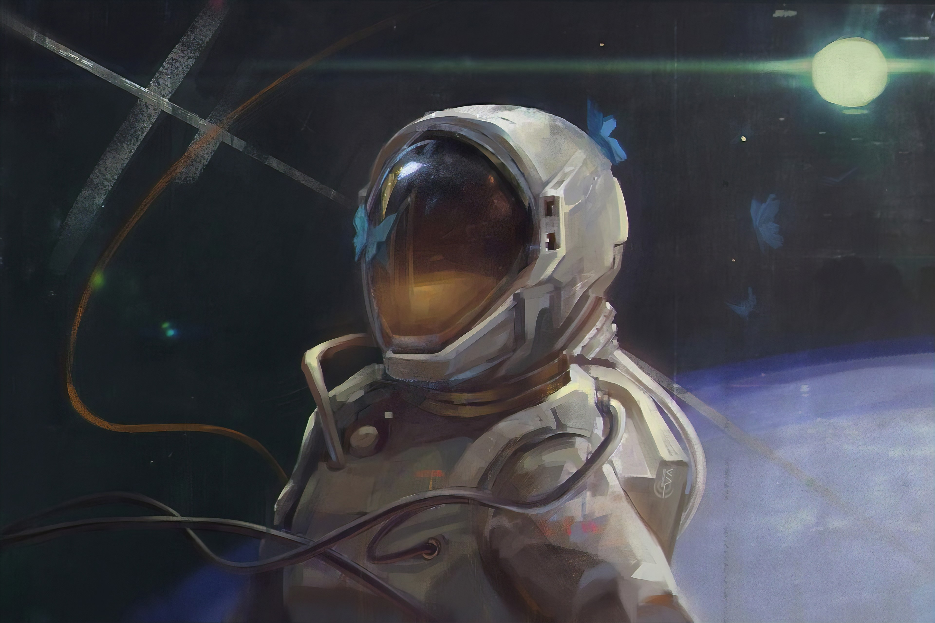 astronaut, artist, artwork, digital art, hd, butterfly, 4k, deviantart, HD Wallpaper