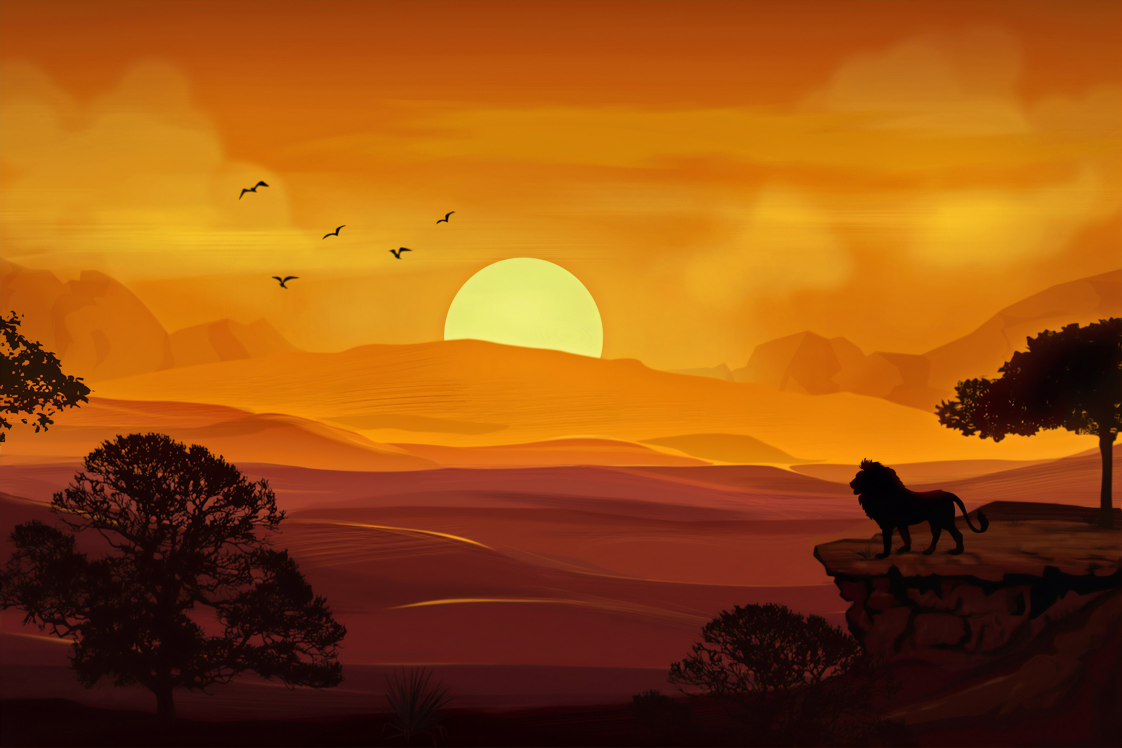 lion, animals, artist, artwork, digital art, hd, illustration, 4k, behance, HD Wallpaper