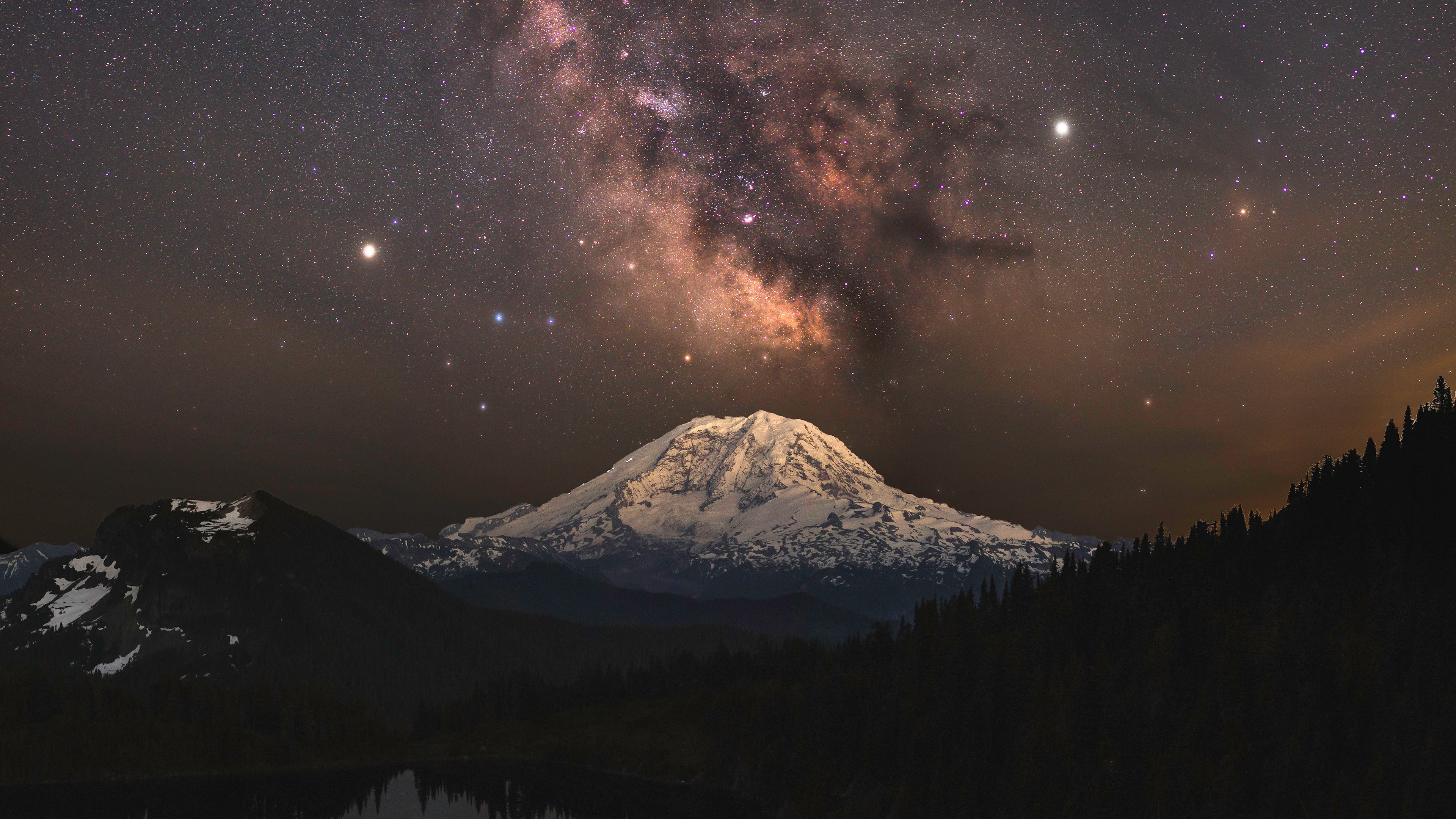 milky way, lake, nature, hd, 4k, HD Wallpaper