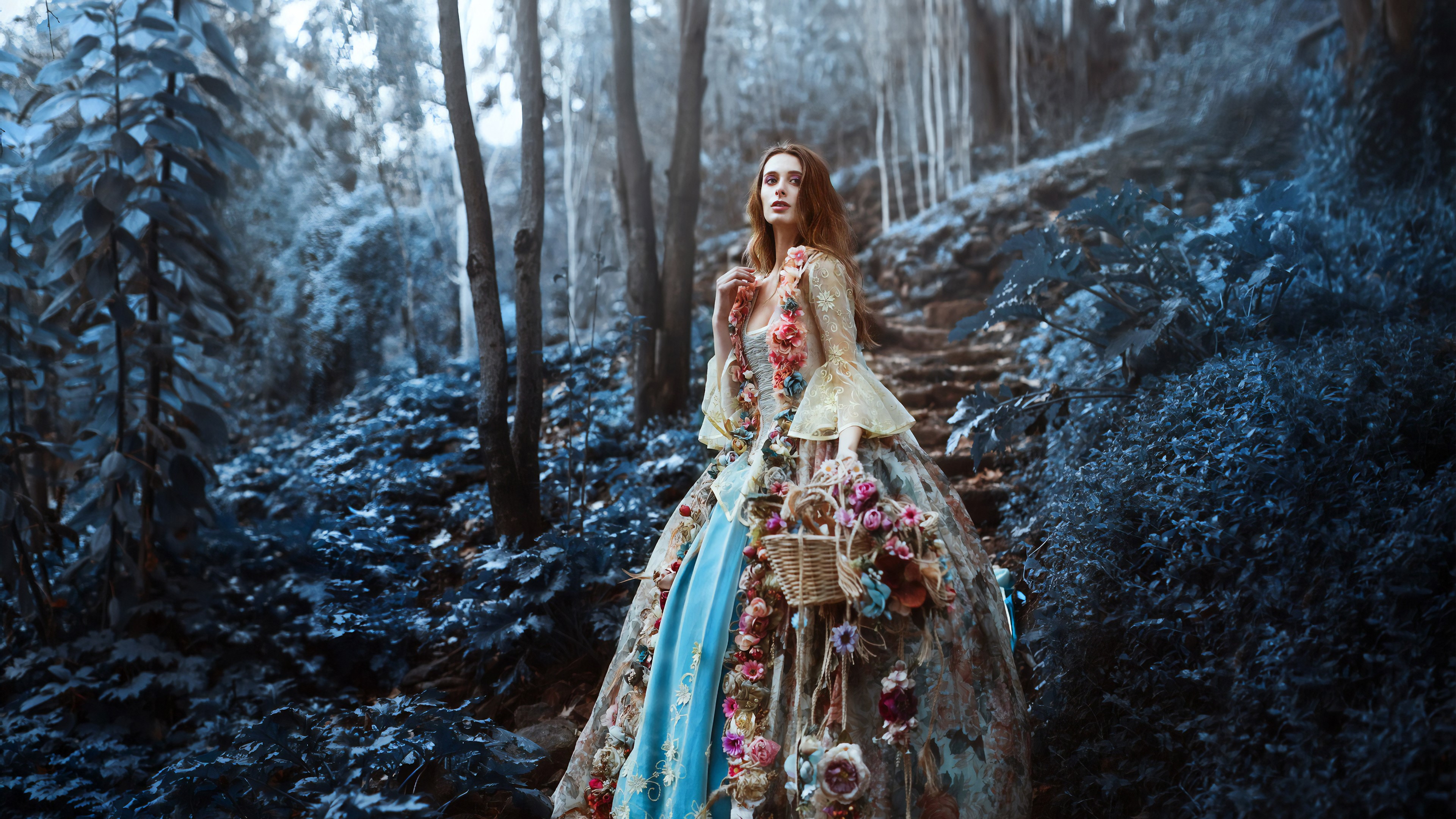 girls, flowers, model, hd, 4k, HD Wallpaper