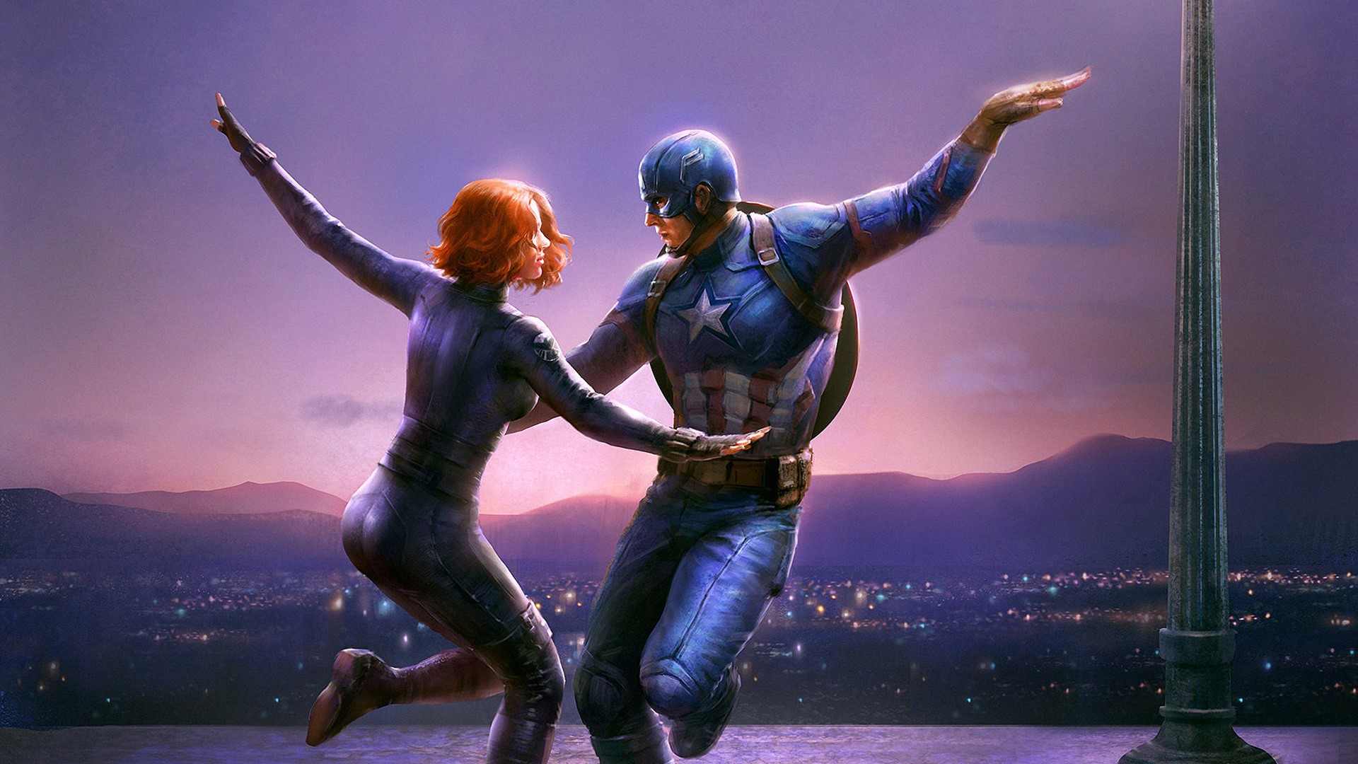 avengers, hd, artwork, artstation, superheroes, captain america, black widow, HD Wallpaper