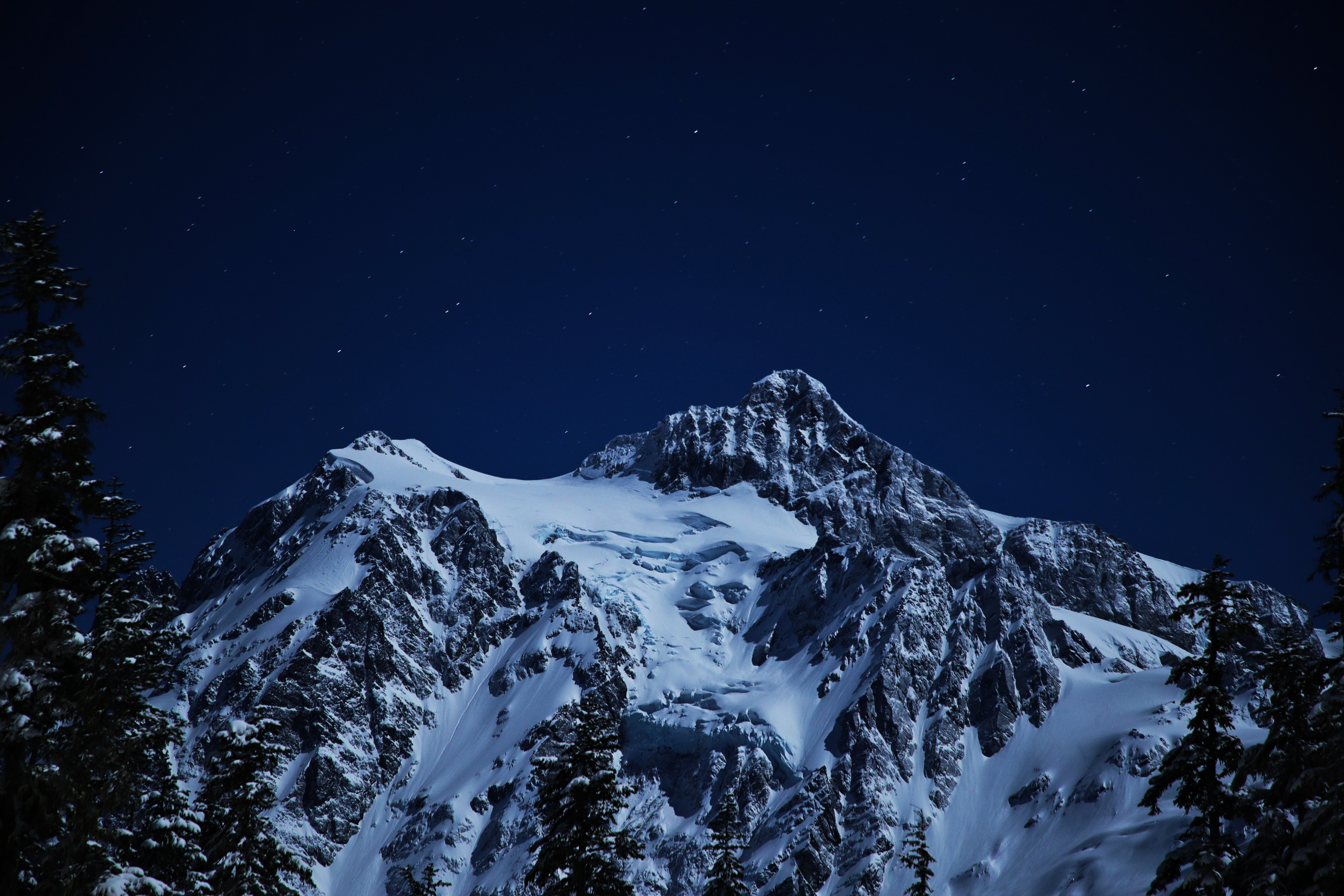 mountains, snow, nature, hd, 4k, 5k, night, HD Wallpaper