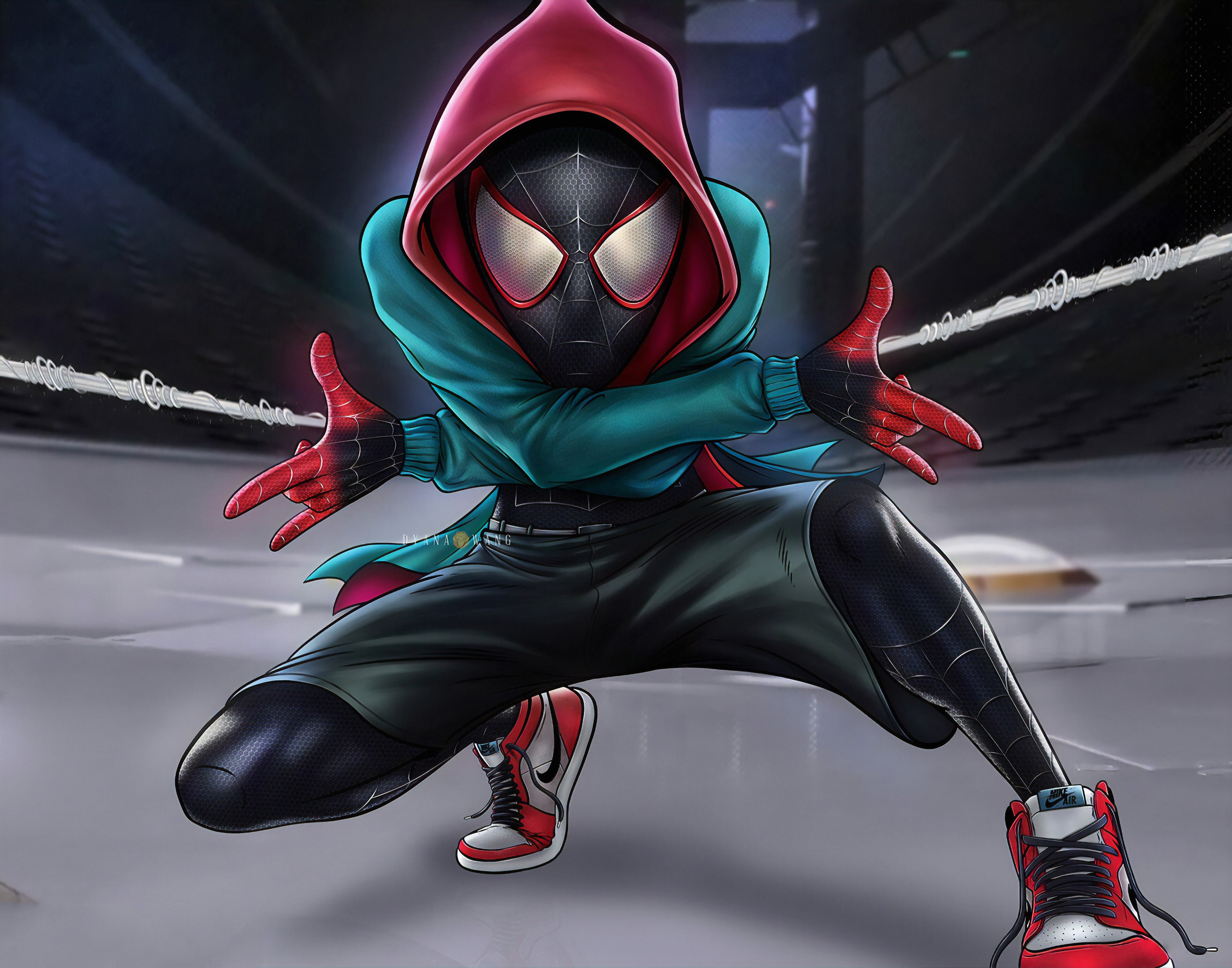 spiderman into the spider verse, spiderman, hd, 4k, superheroes, artwork, artist, digital art, deviantart, HD Wallpaper