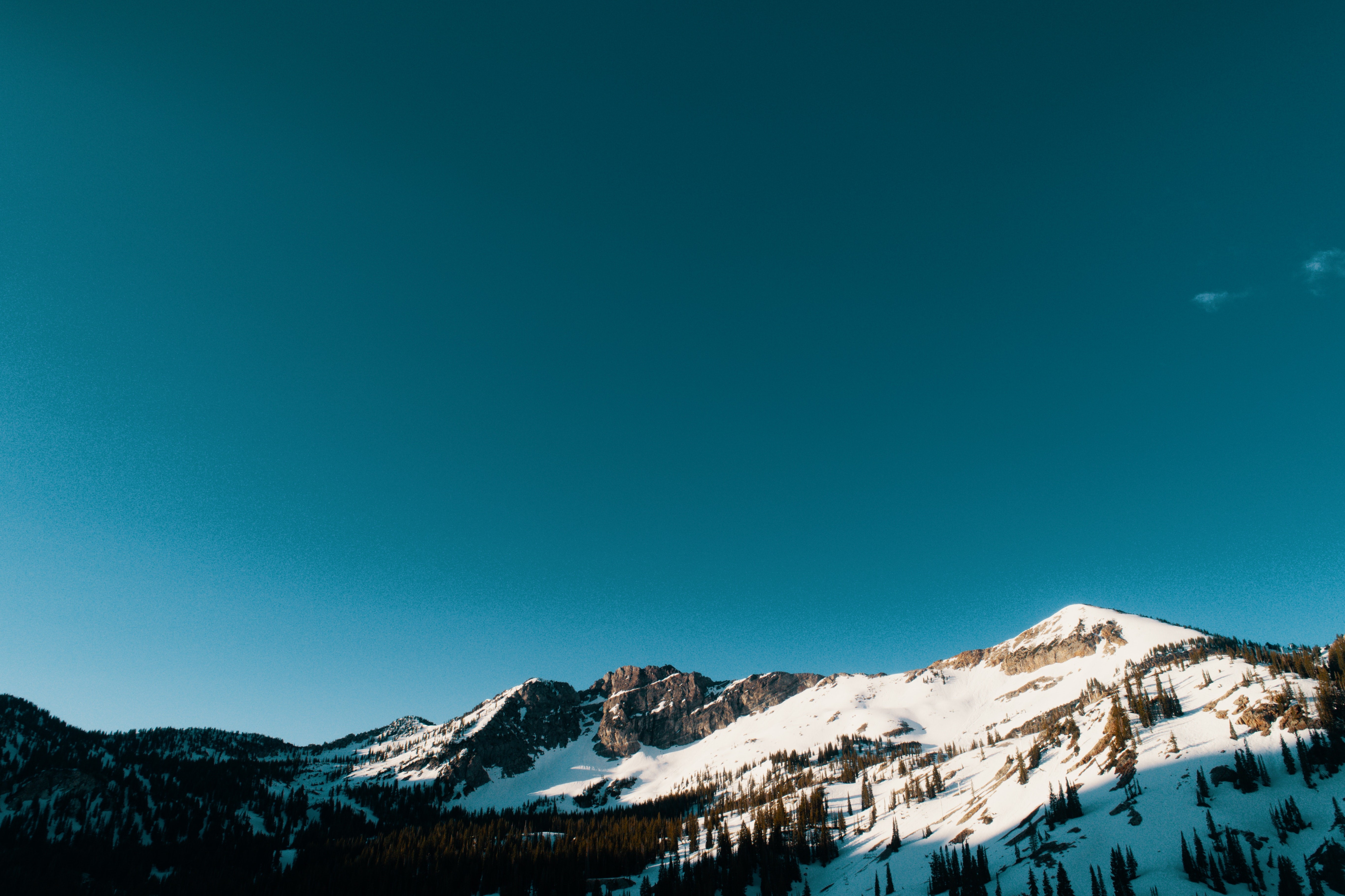 snow, mountains, trees, nature, hd, 4k, 5k, HD Wallpaper