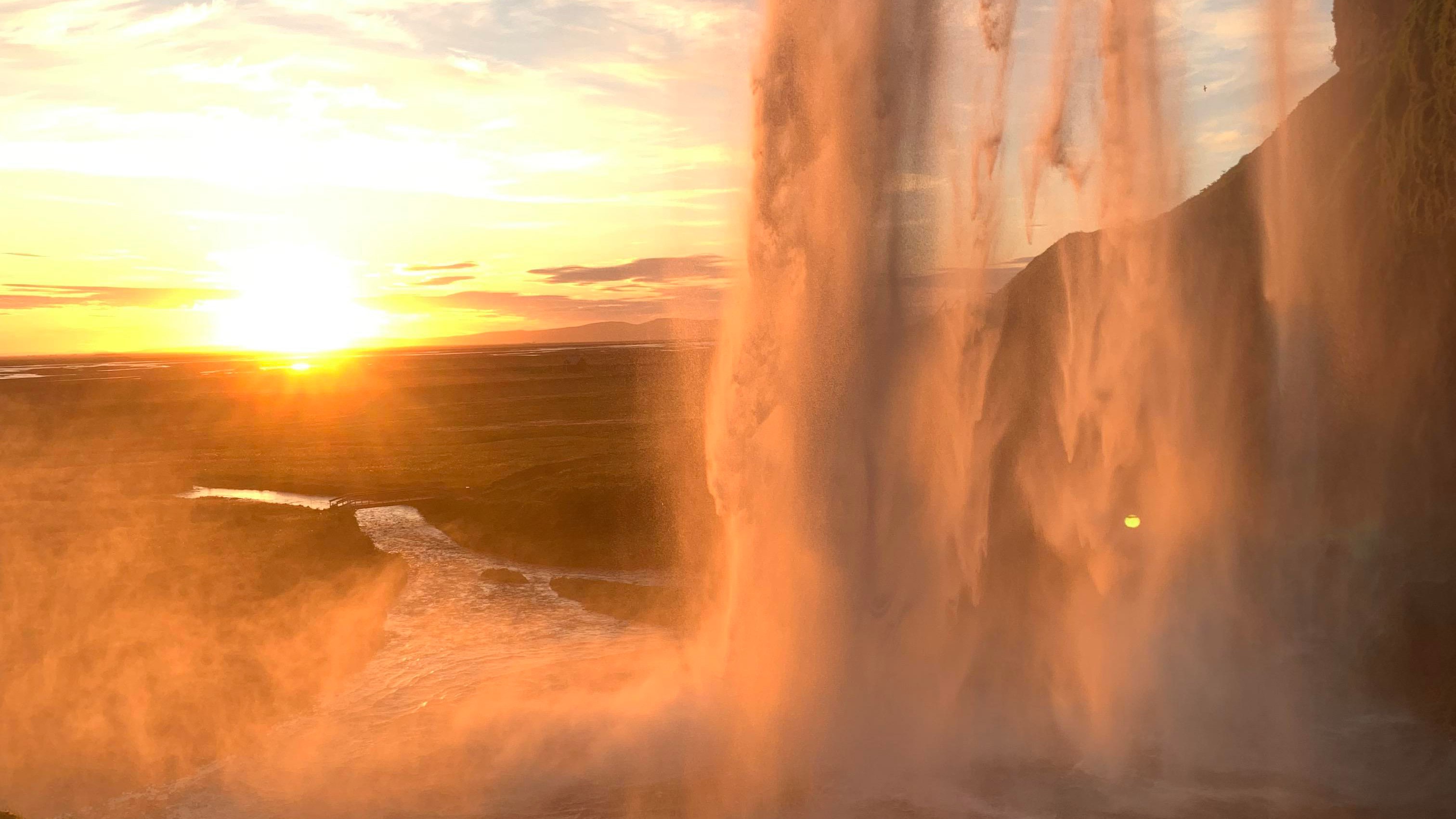 waterfall, sunset, nature, hd, HD Wallpaper