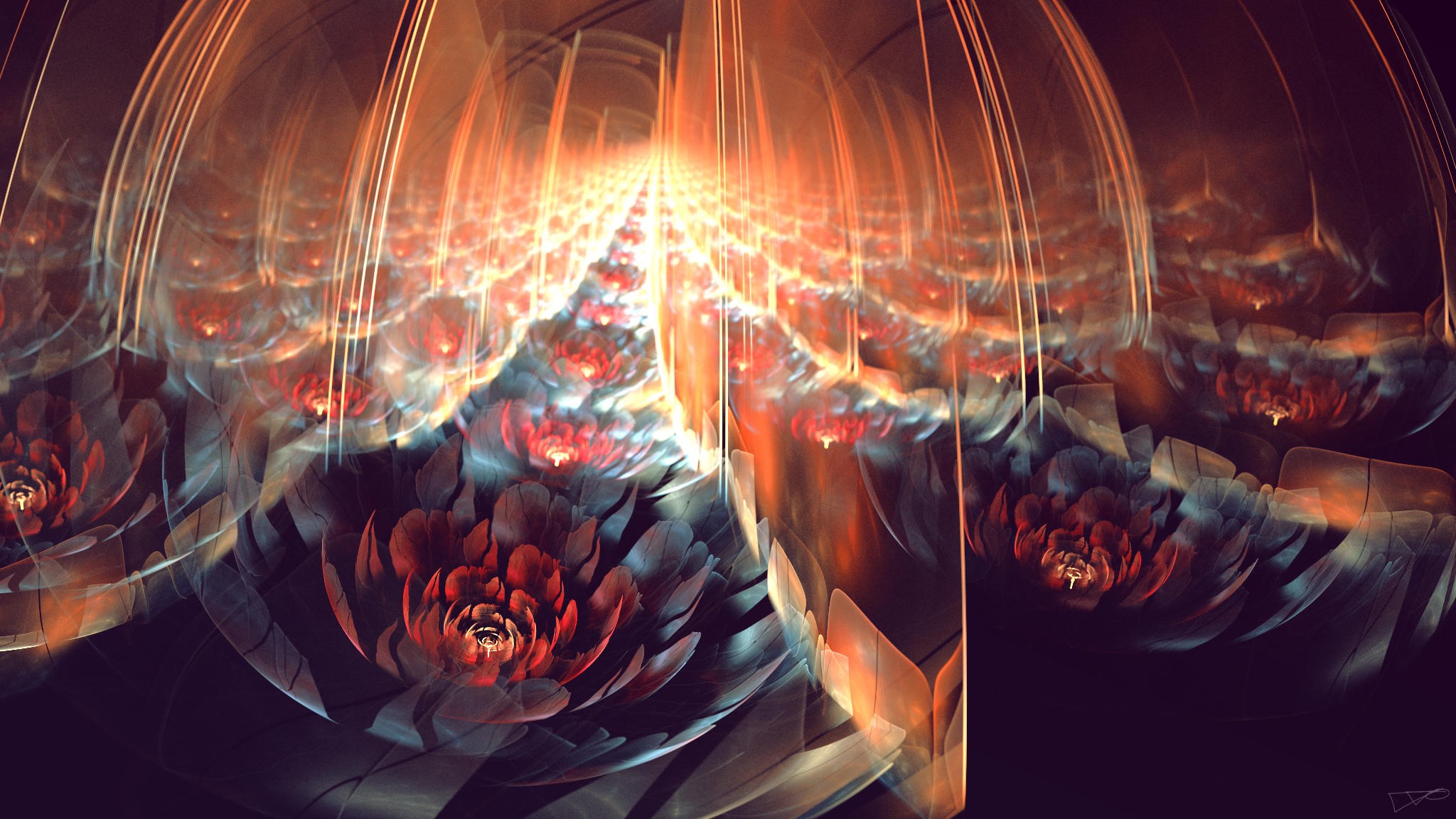flowers, fractal, hd, deviantart, HD Wallpaper