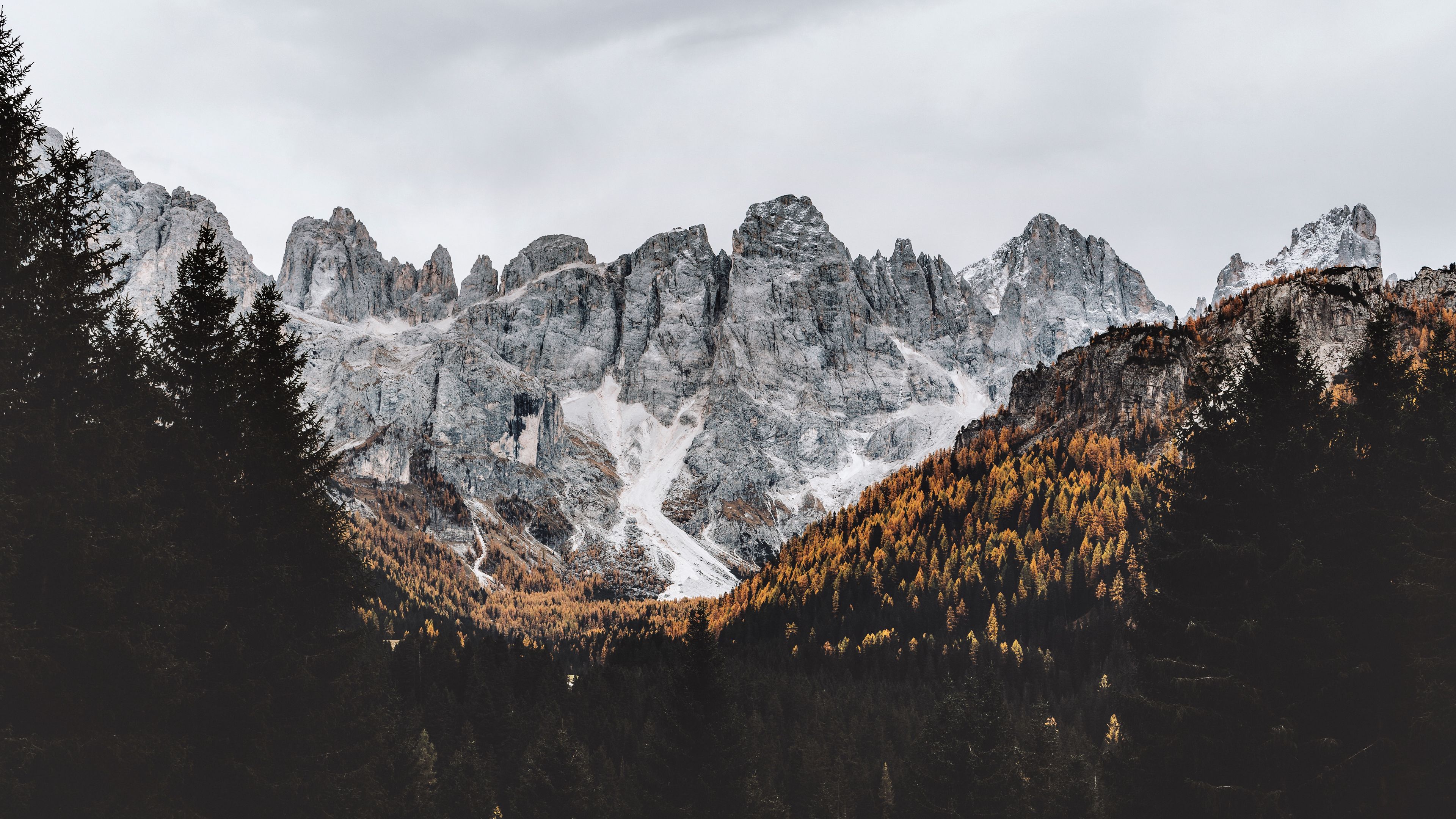 mountains, rocks, peak, forest, landscape, 4k, HD Wallpaper