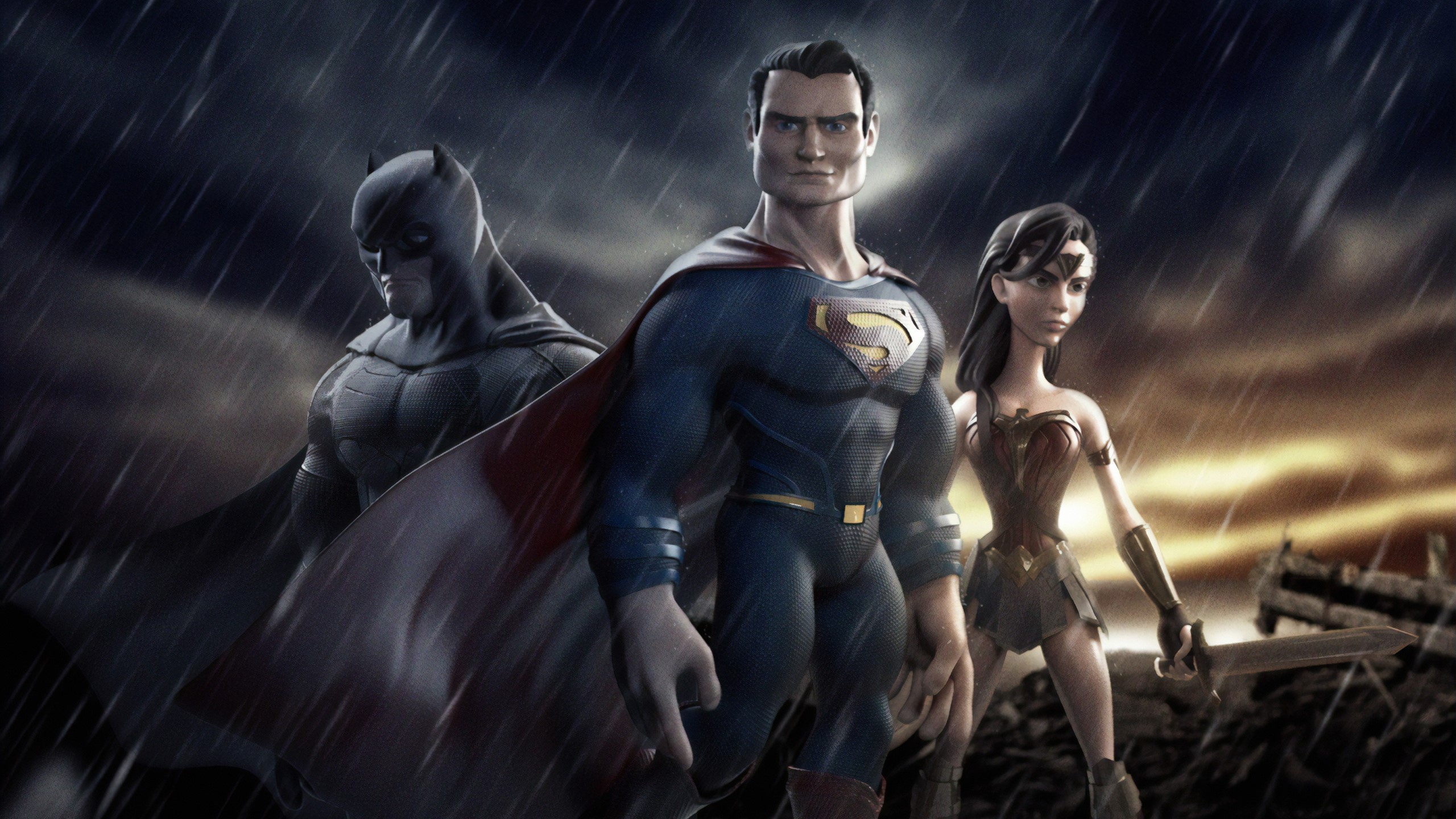 batman, superman, wonder woman, hd, superheroes, behance, artwork, HD Wallpaper