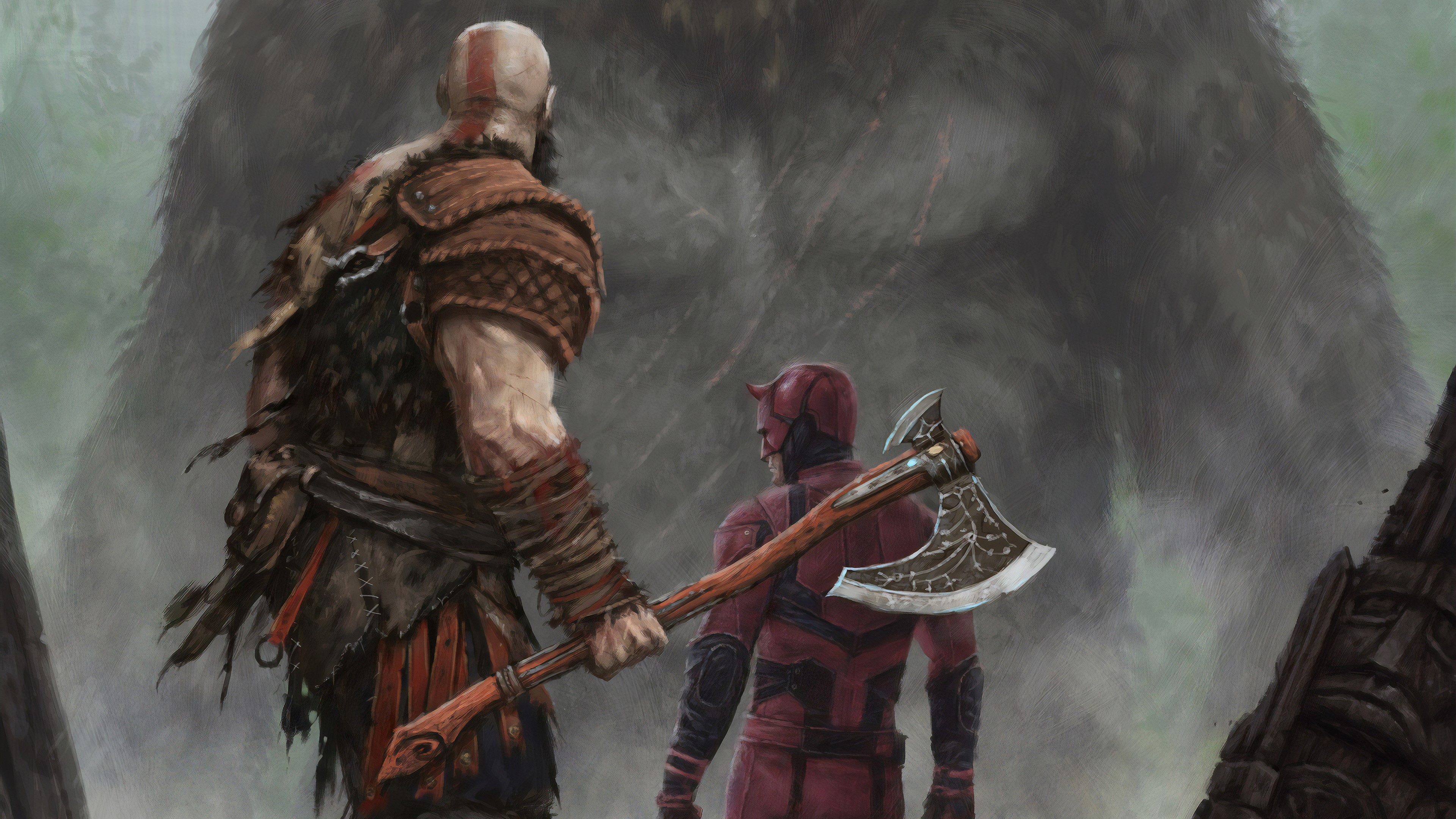 kratos, daredevil, king kong, hd, 4k, artist, artwork, digital art, HD Wallpaper