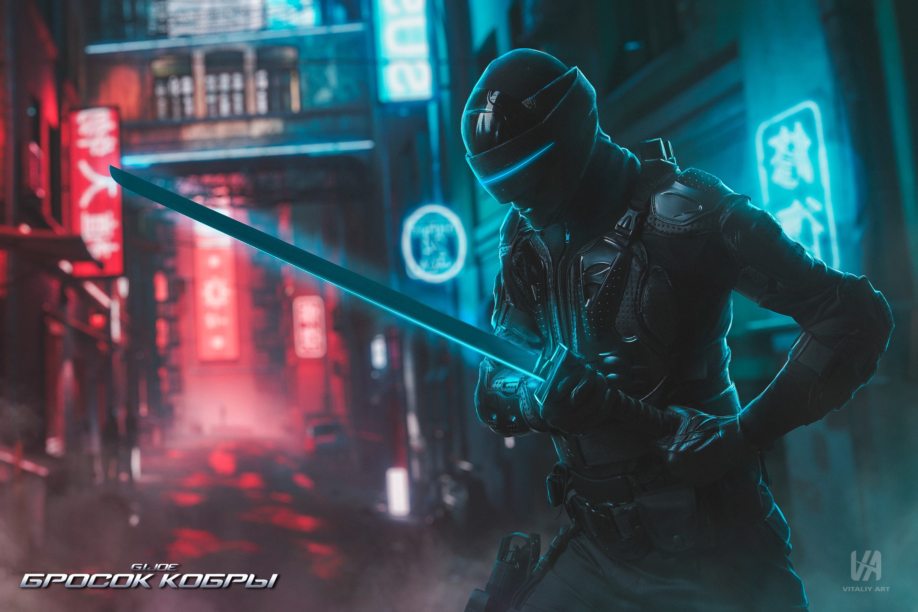 ninja, neon, artist, artwork, digital art, hd, behance, HD Wallpaper