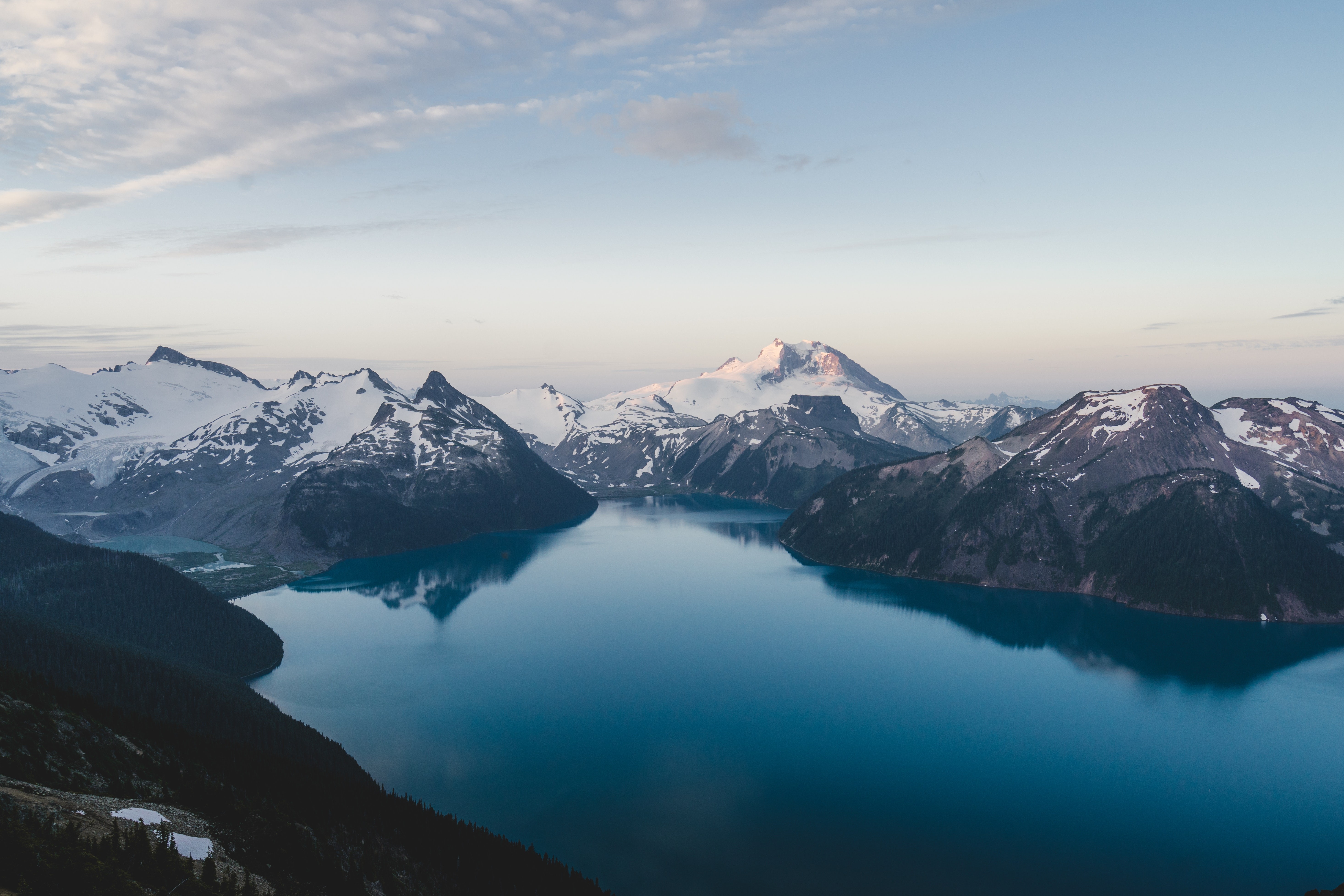 mountains, snow, sky, hd, 4k, 5k, lake, HD Wallpaper