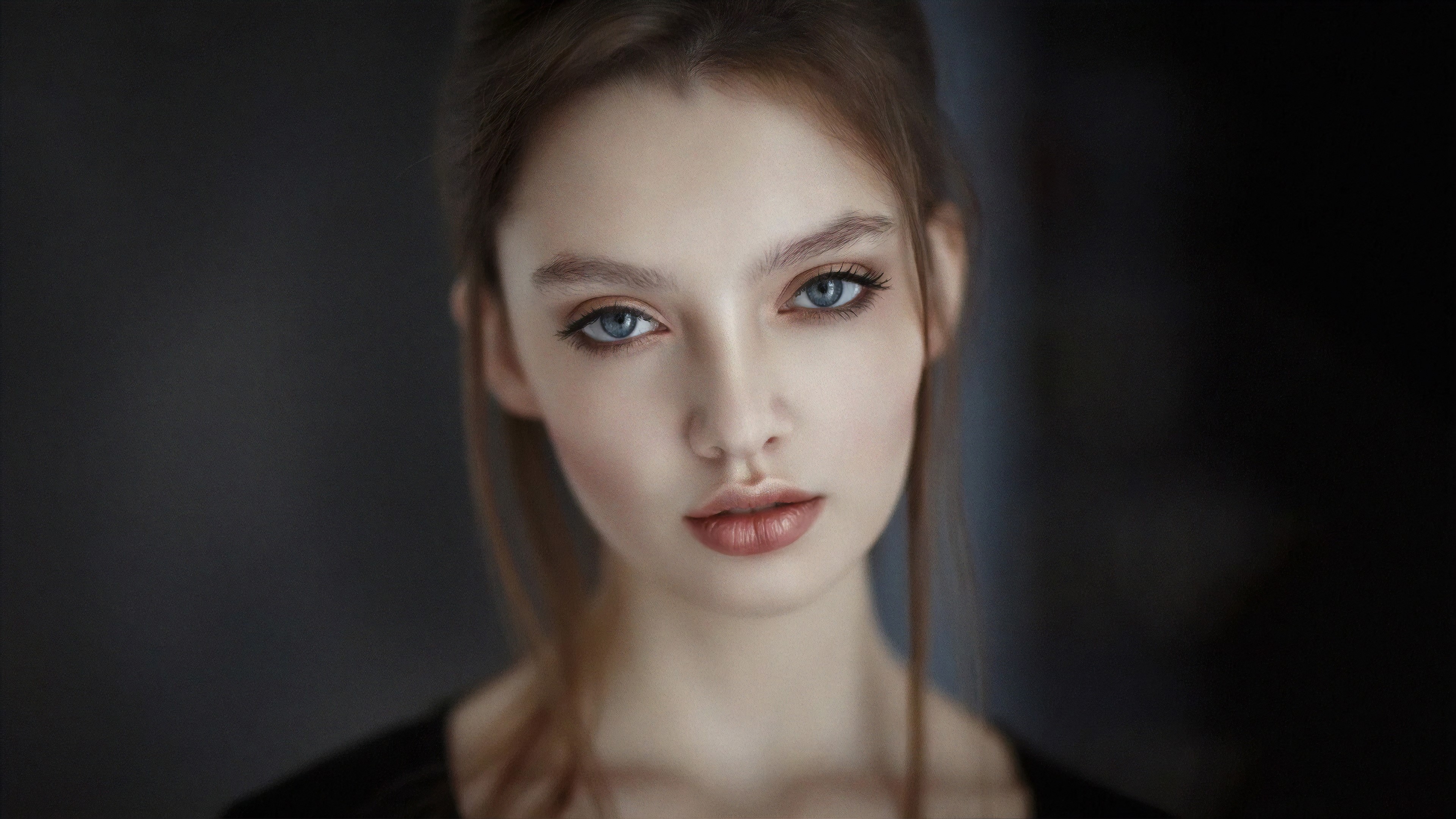 blue eyes, girls, model, hd, portrait, 4k, depth of field, HD Wallpaper