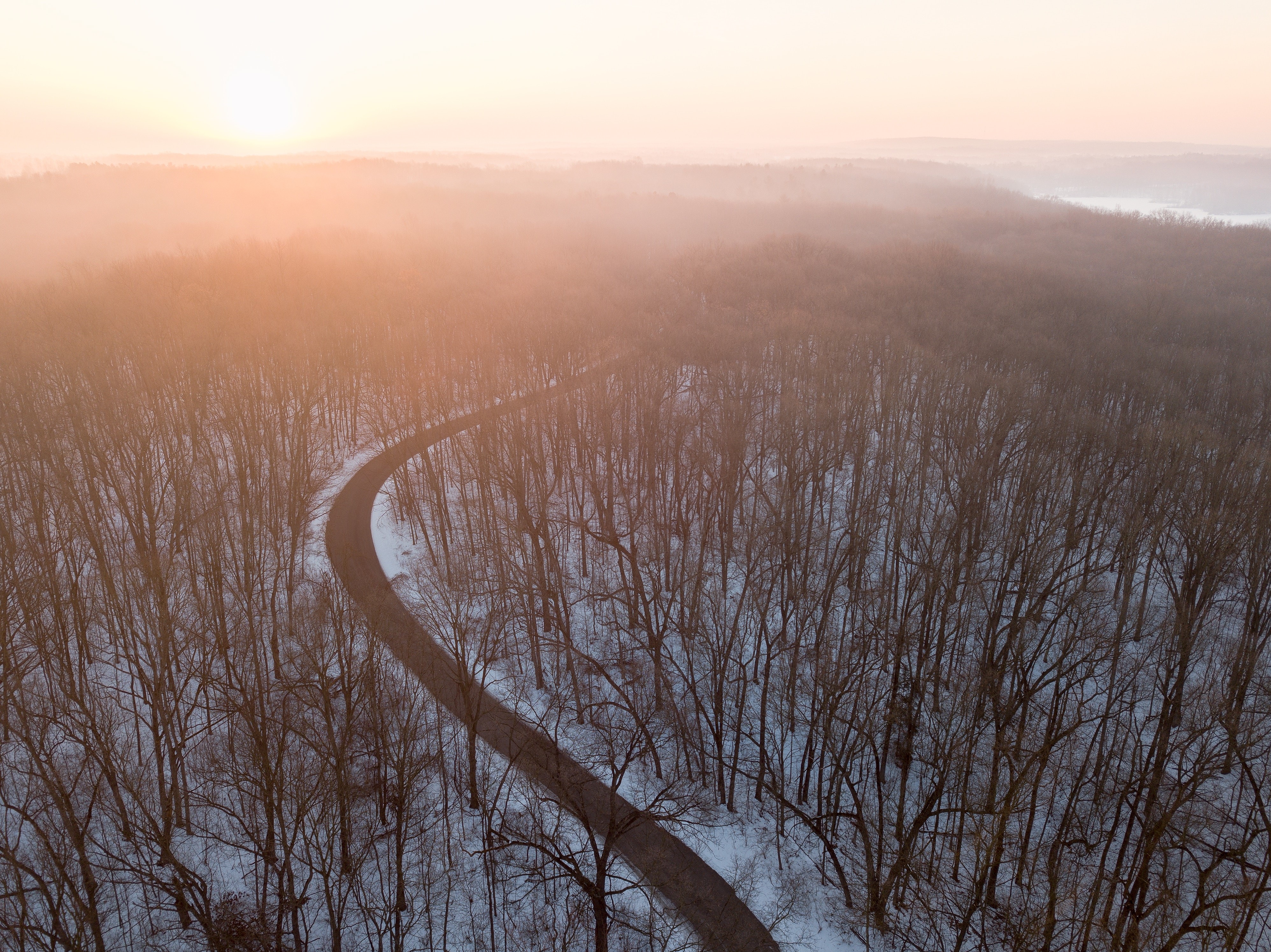 forest, snow, road, nature, hd, 4k, photography, HD Wallpaper
