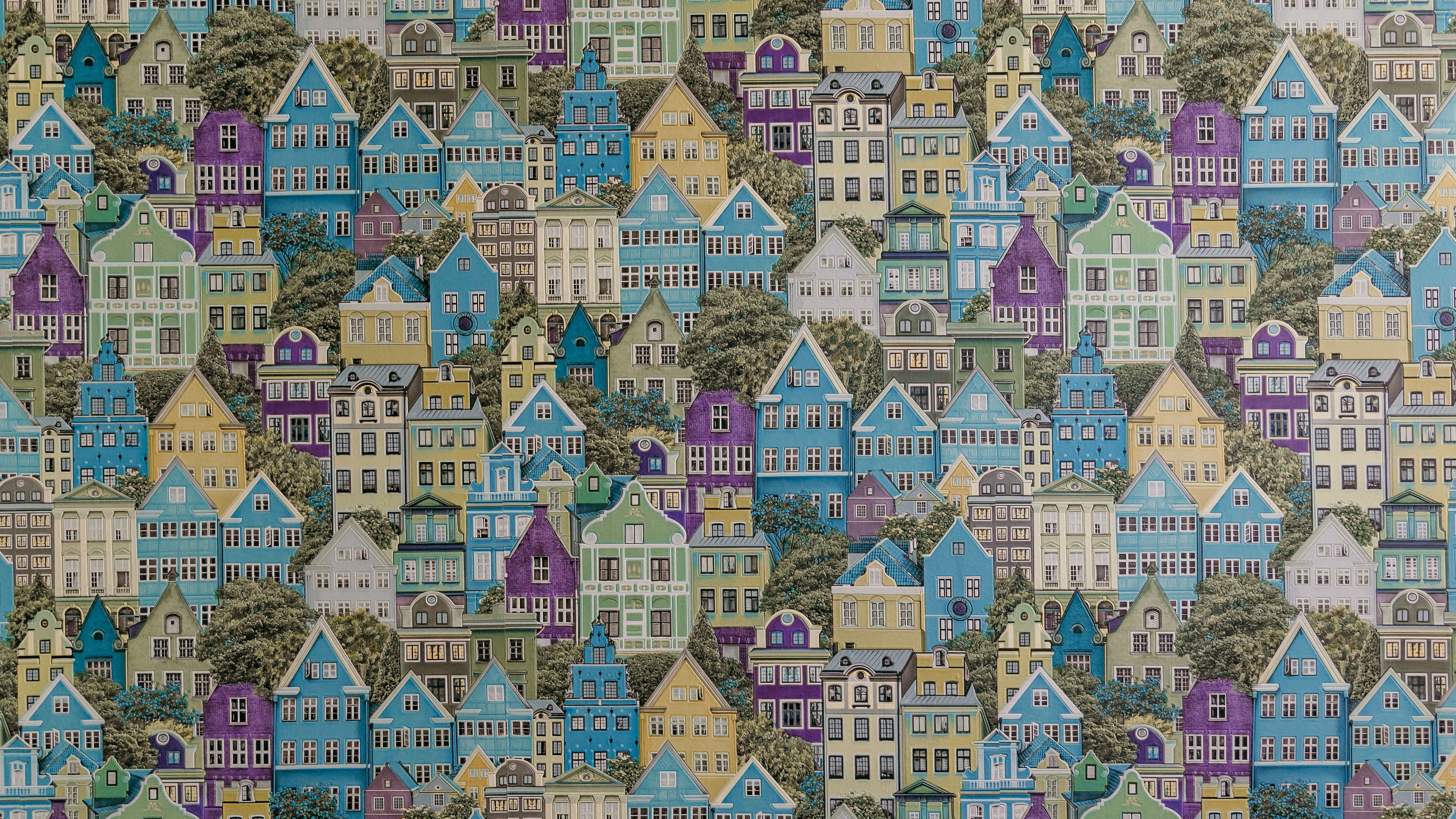 buildings, city, pattern, 4k, HD Wallpaper