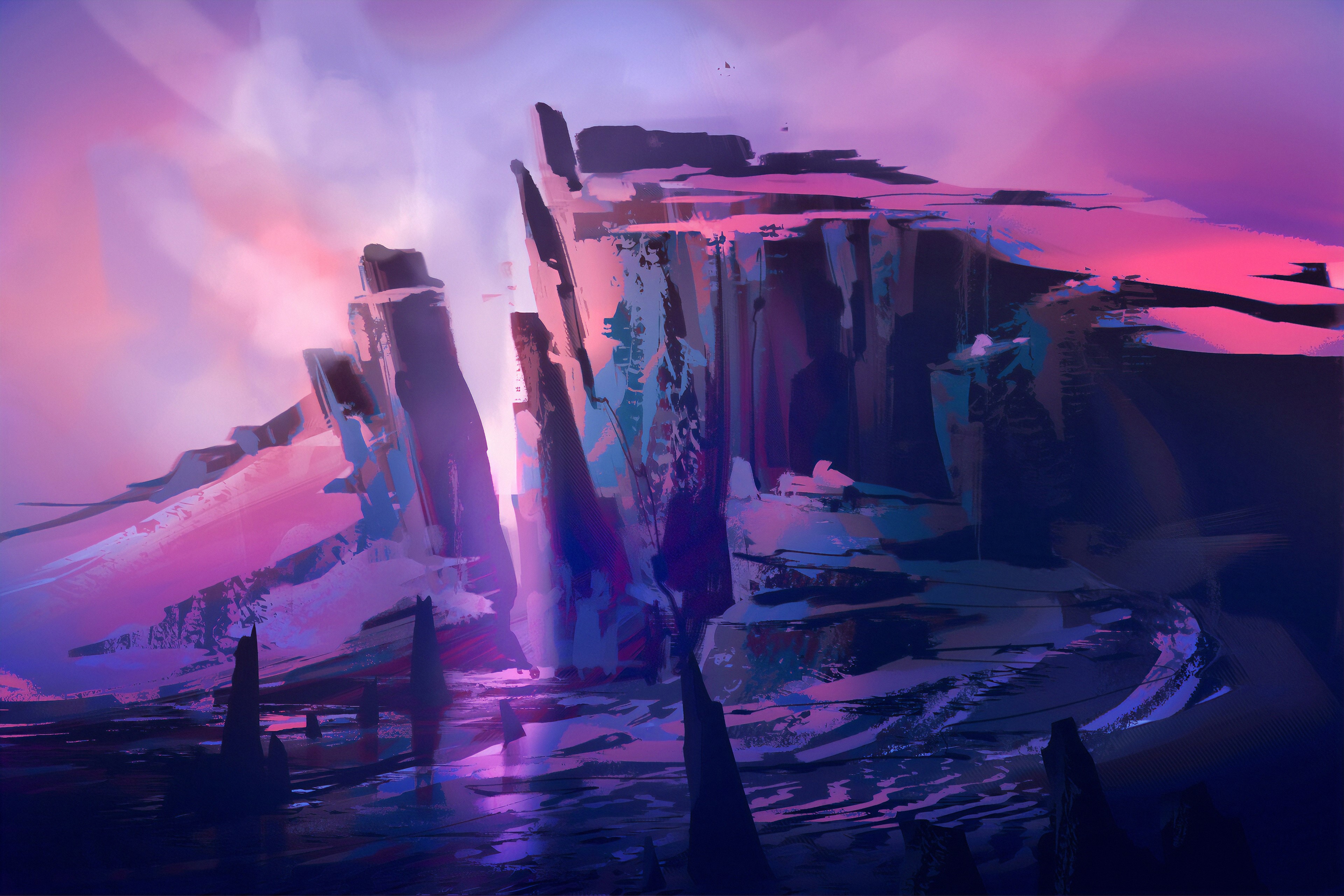 cliff, rocks, artist, artwork, digital art, hd, 4k, artstation, HD Wallpaper