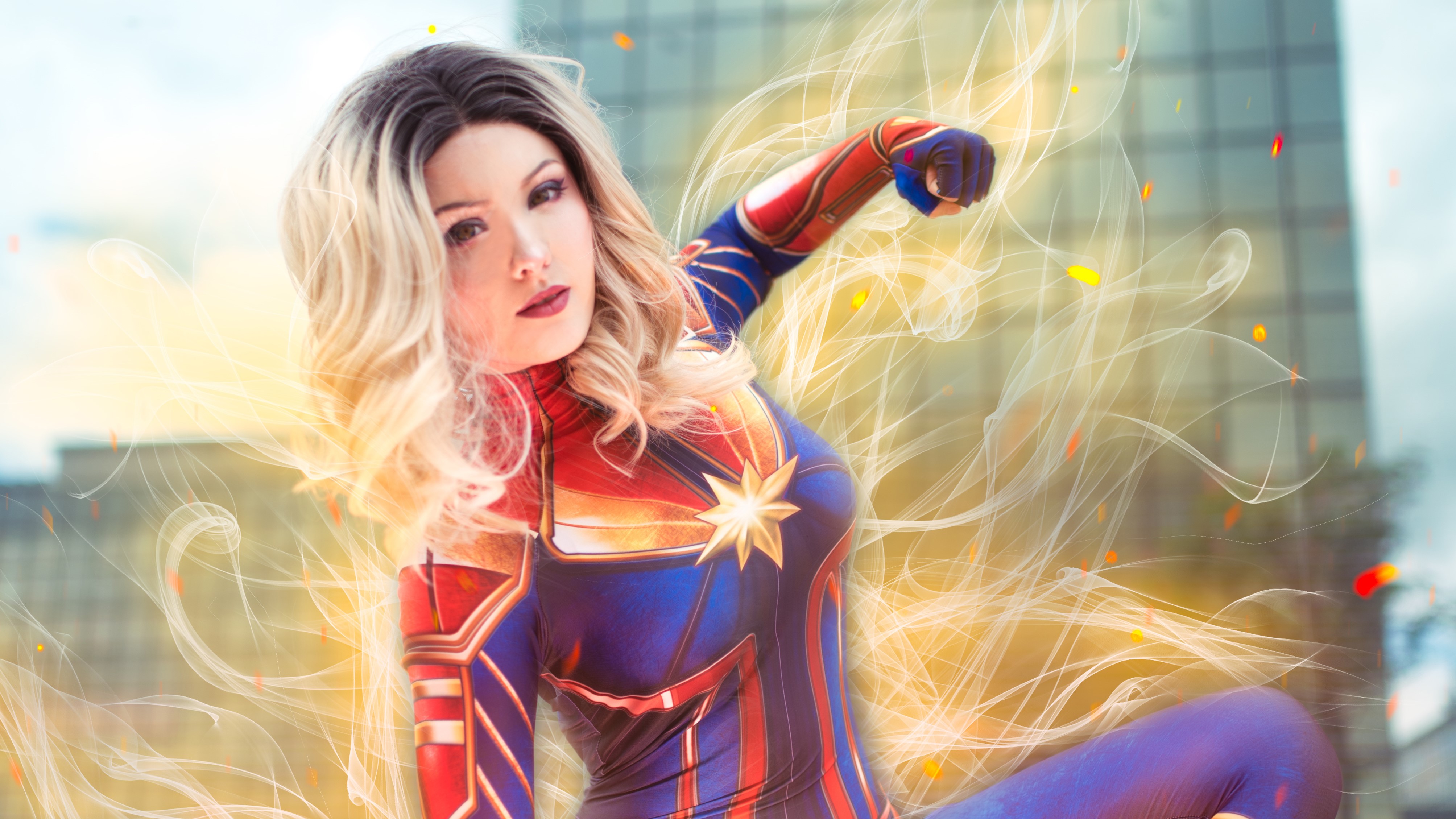 captain marvel, hd, 4k, superheroes, cosplay, HD Wallpaper
