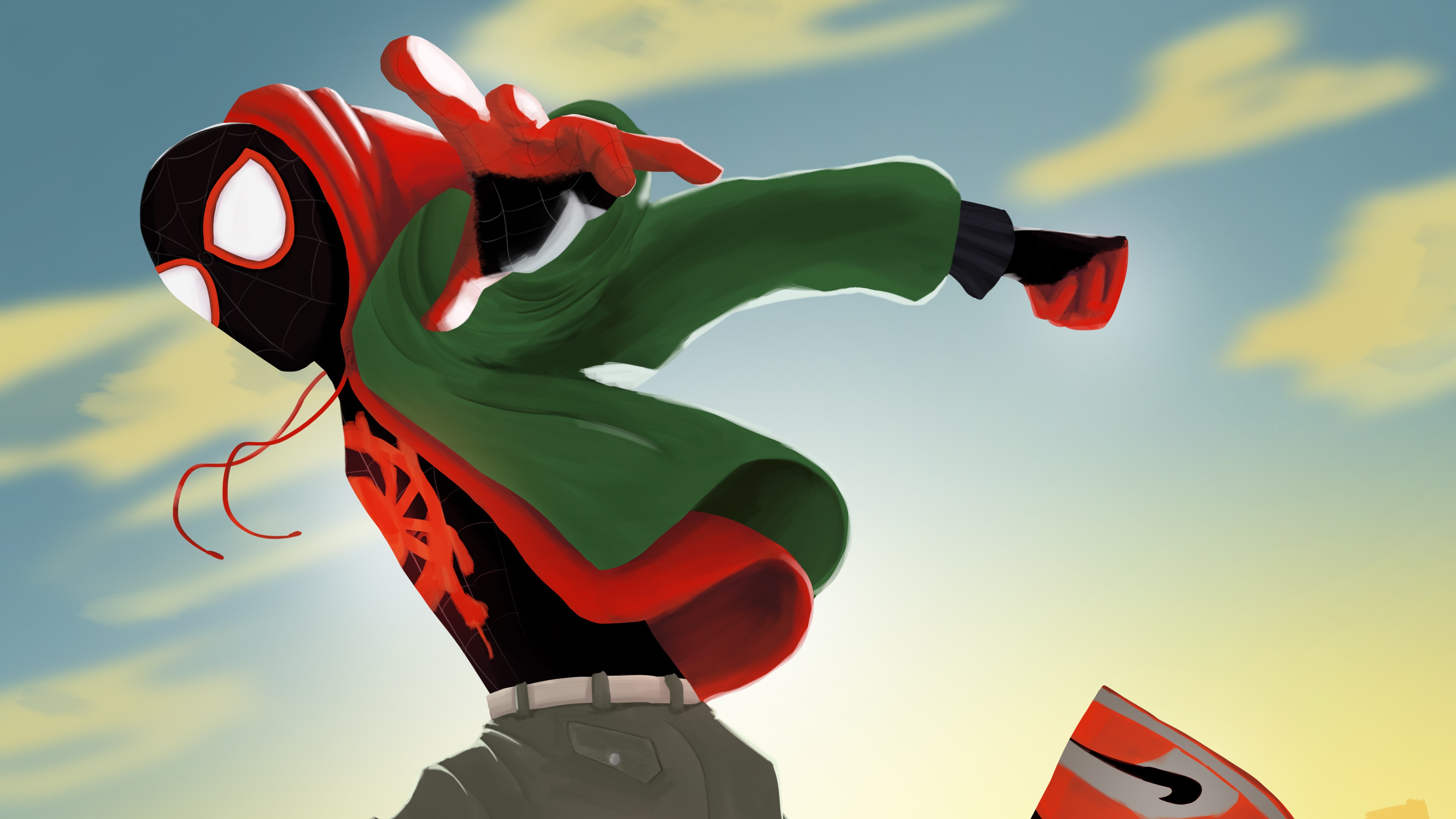 spiderman into the spider verse, spiderman, hd, 4k, superheroes, artwork, artist, digital art, HD Wallpaper