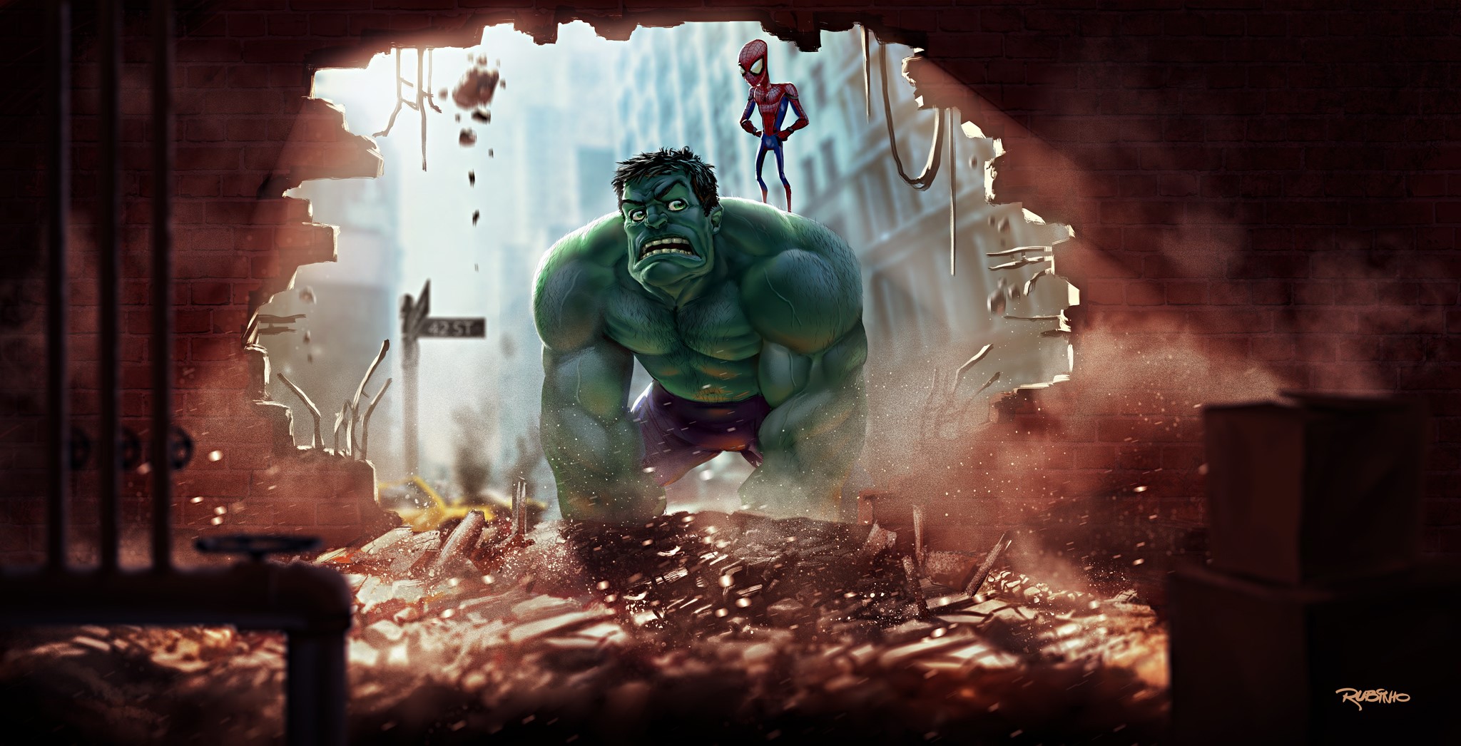 hulk, spiderman, hd, superheroes, artwork, behance, HD Wallpaper