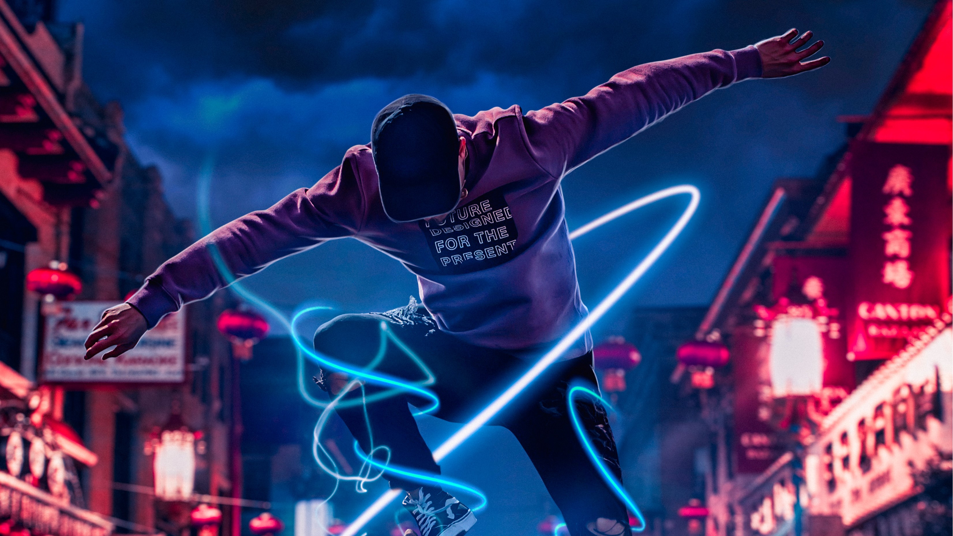 neon, artist, hd, 4k, skateboard, HD Wallpaper
