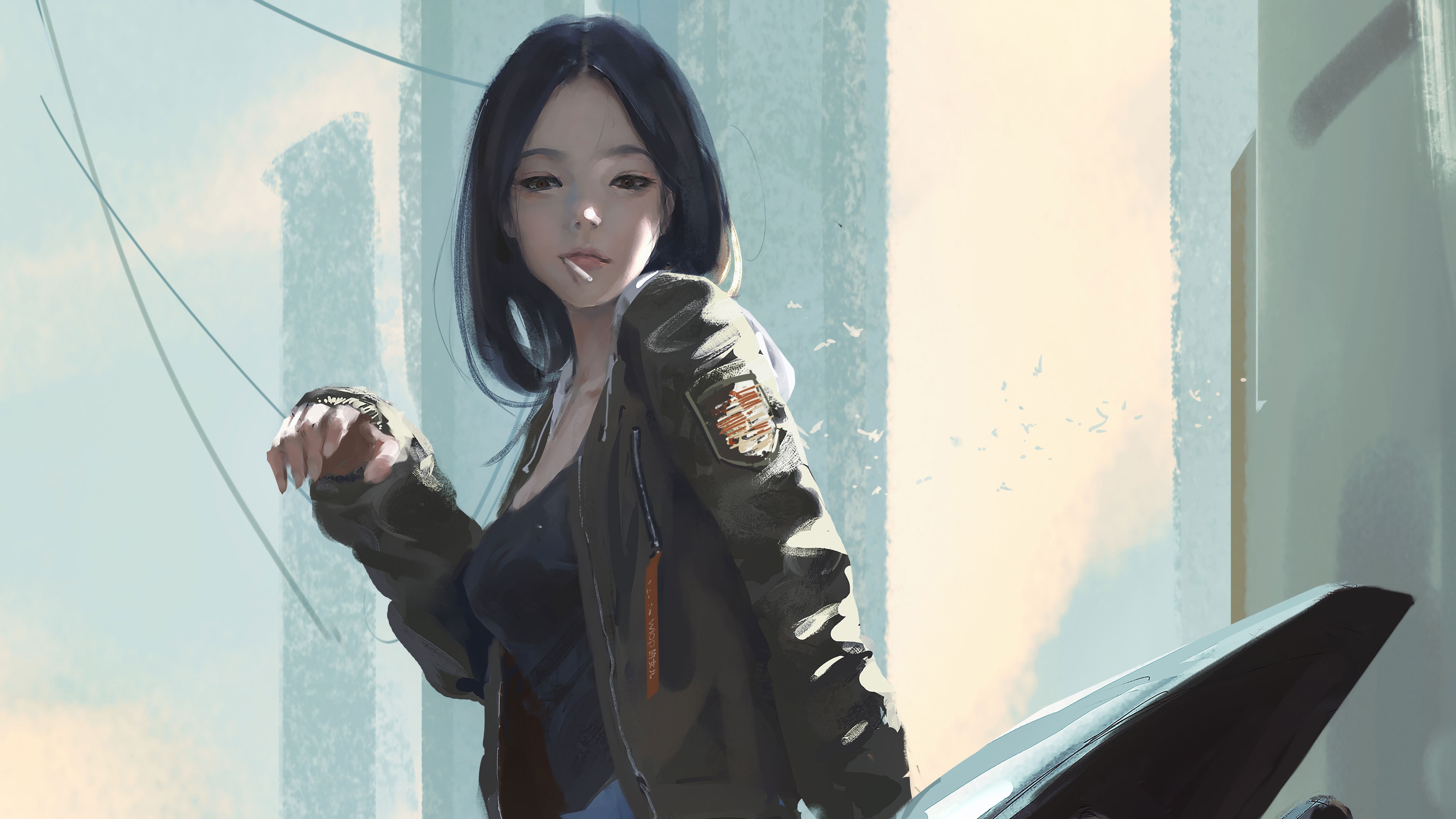 anime girl, anime, biker, artist, artwork, digital art, hd, 4k, deviantart, HD Wallpaper