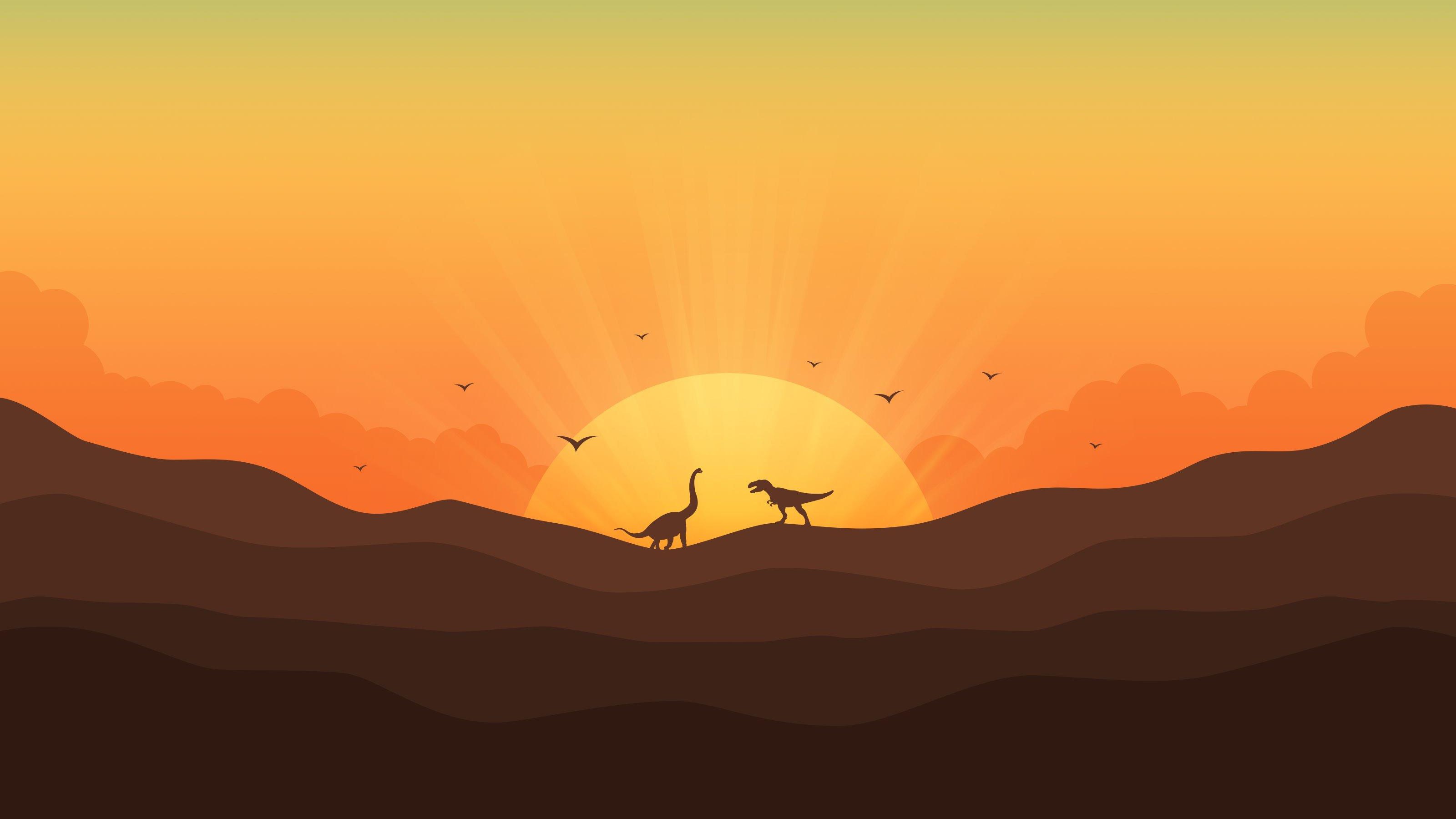 dinosaur, minimalism, minimalist, artist, artwork, digital art, hd, 4k, HD Wallpaper