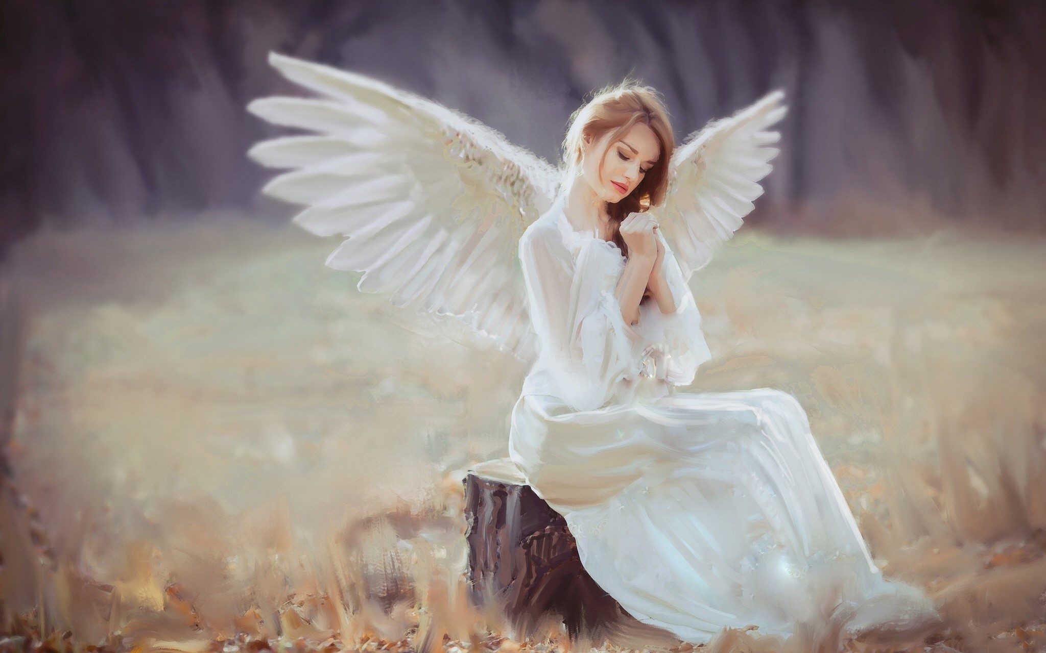 angel, artist, artwork, digital art, hd, wings, HD Wallpaper