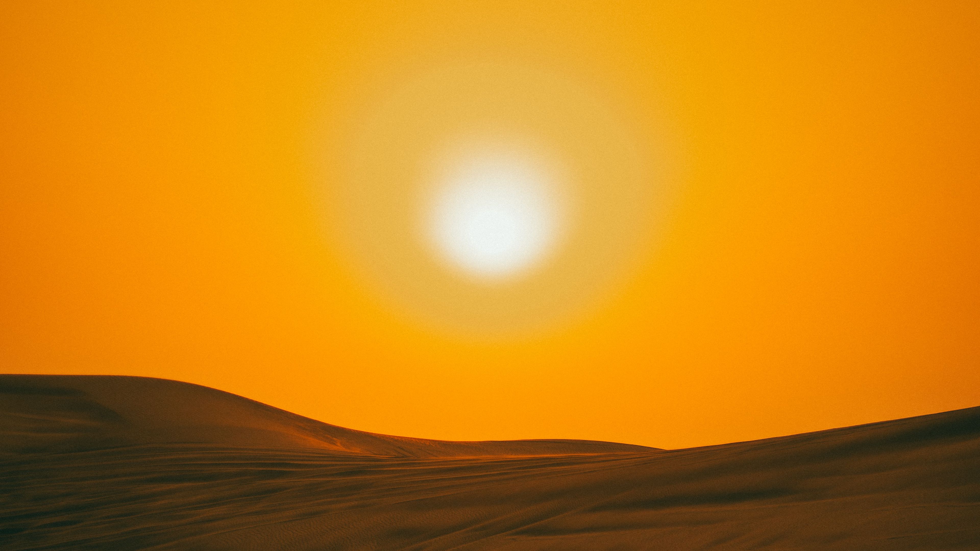 sunset, desert, hills, sun, dusk, 4k, HD Wallpaper