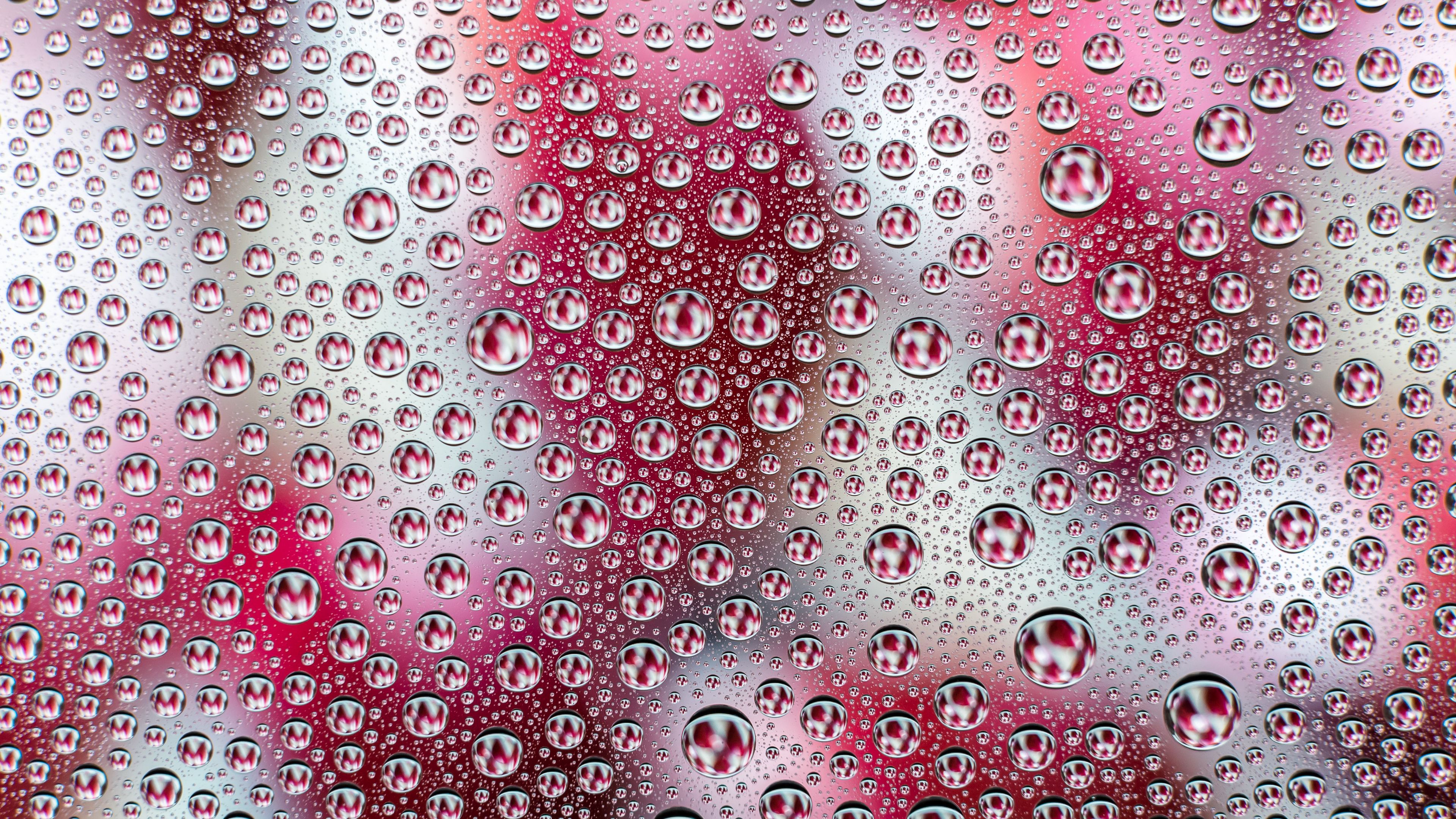 drops, water, glare, blur, 4k, HD Wallpaper