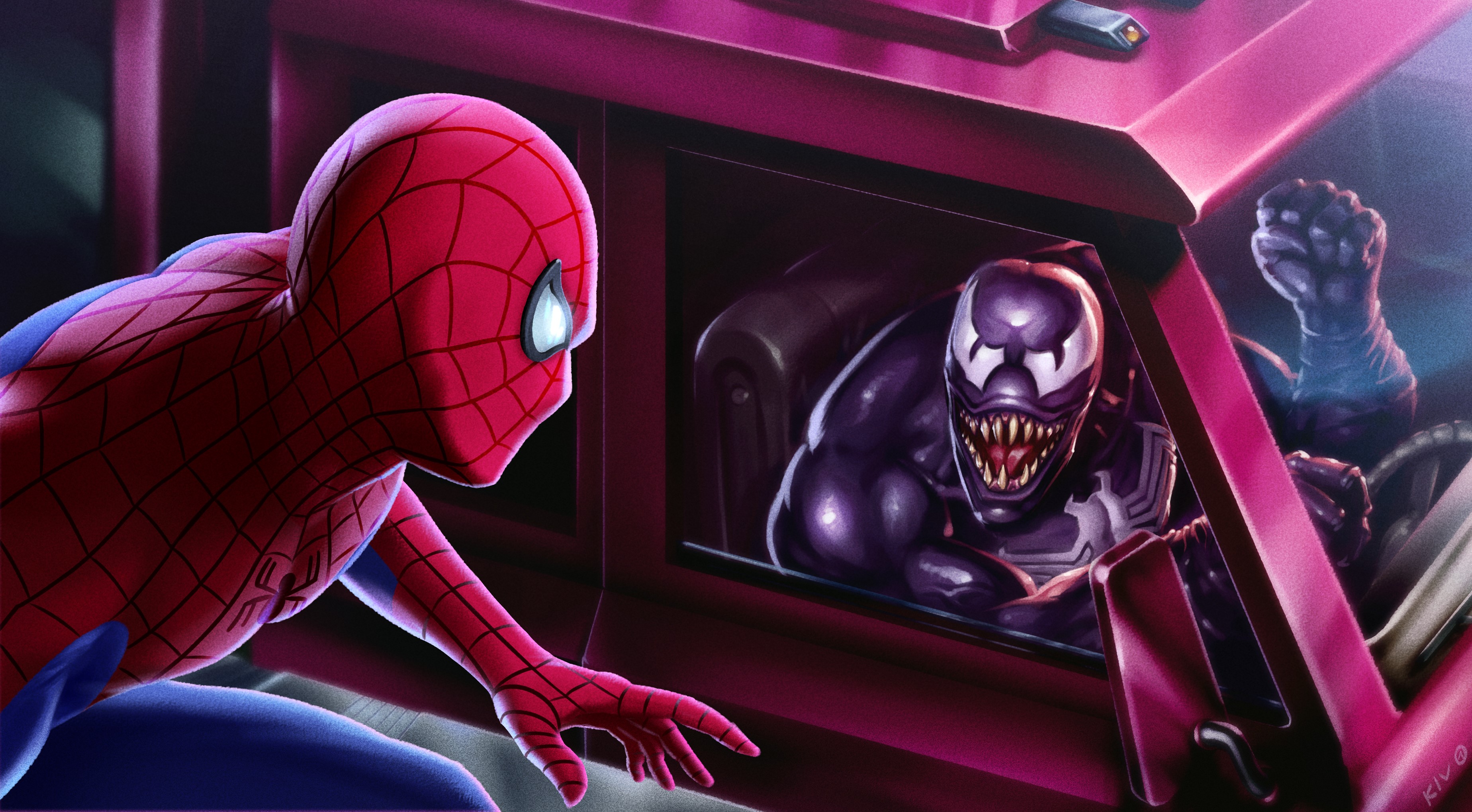spiderman, venom, hd, 4k, superheroes, supervillain, deviantart, HD Wallpaper