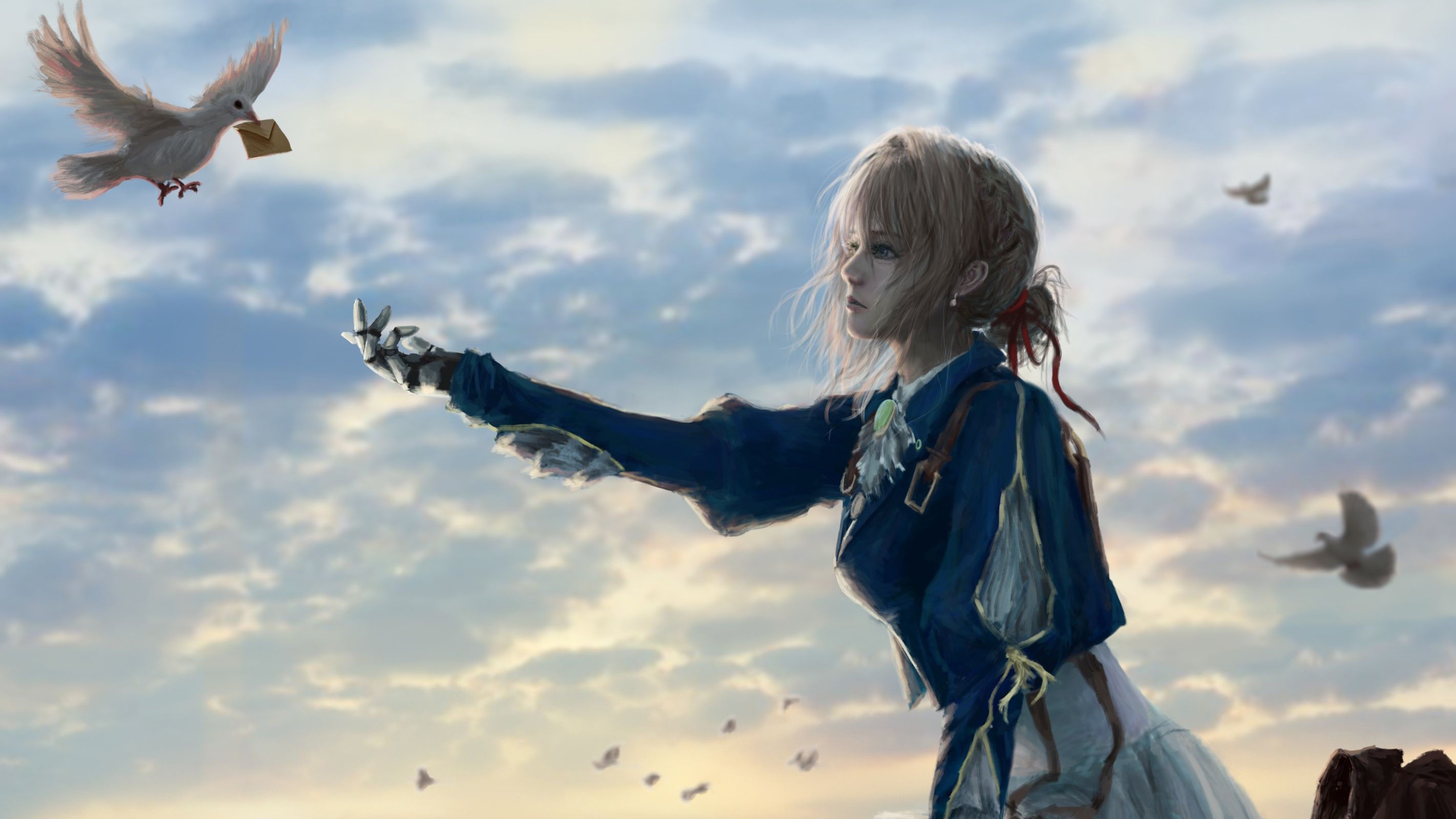 violet evergarden, anime girl, anime, artist, artwork, digital art, hd, dove, HD Wallpaper