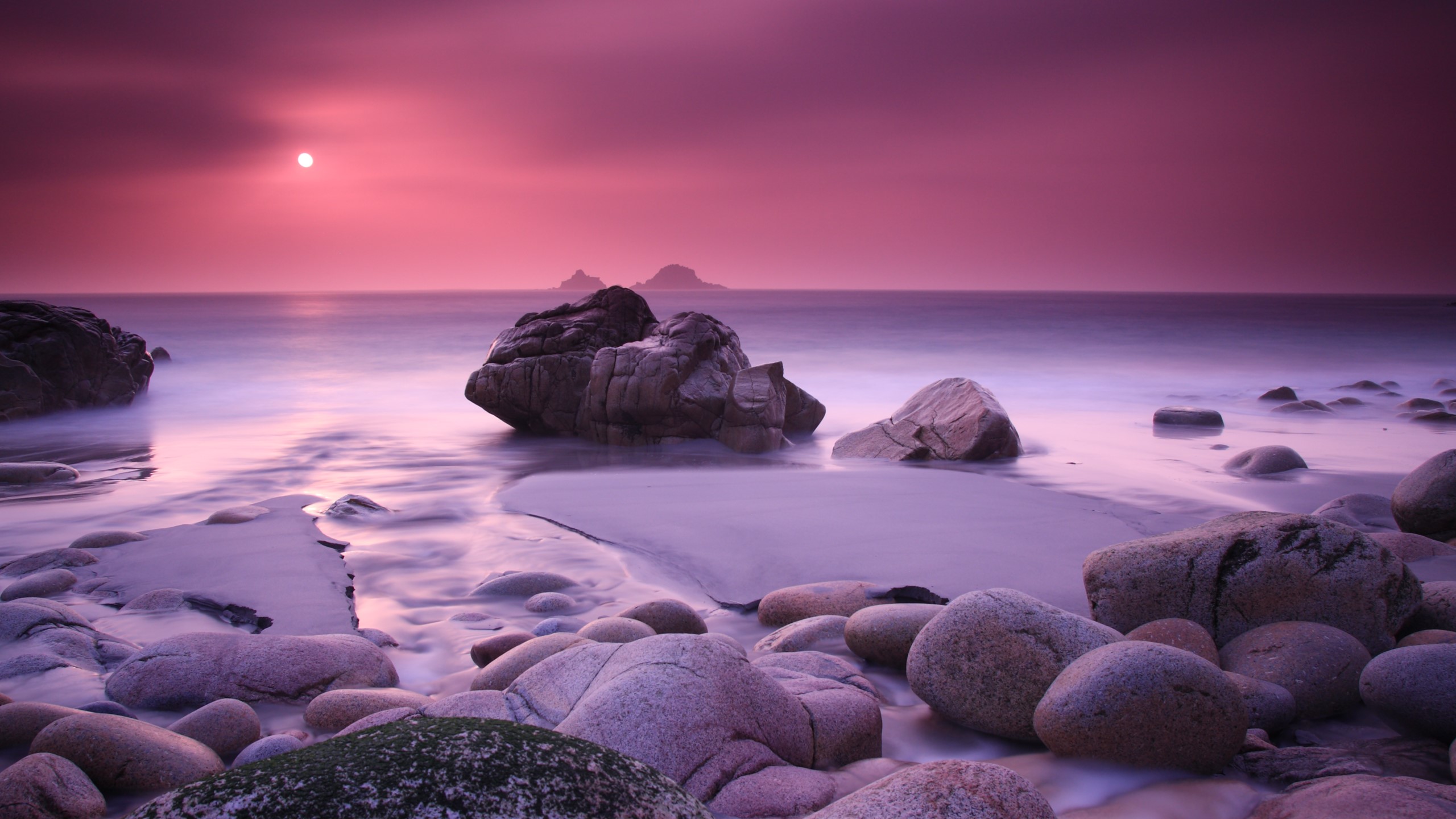 beach, sunset, nature, hd, rocks, HD Wallpaper