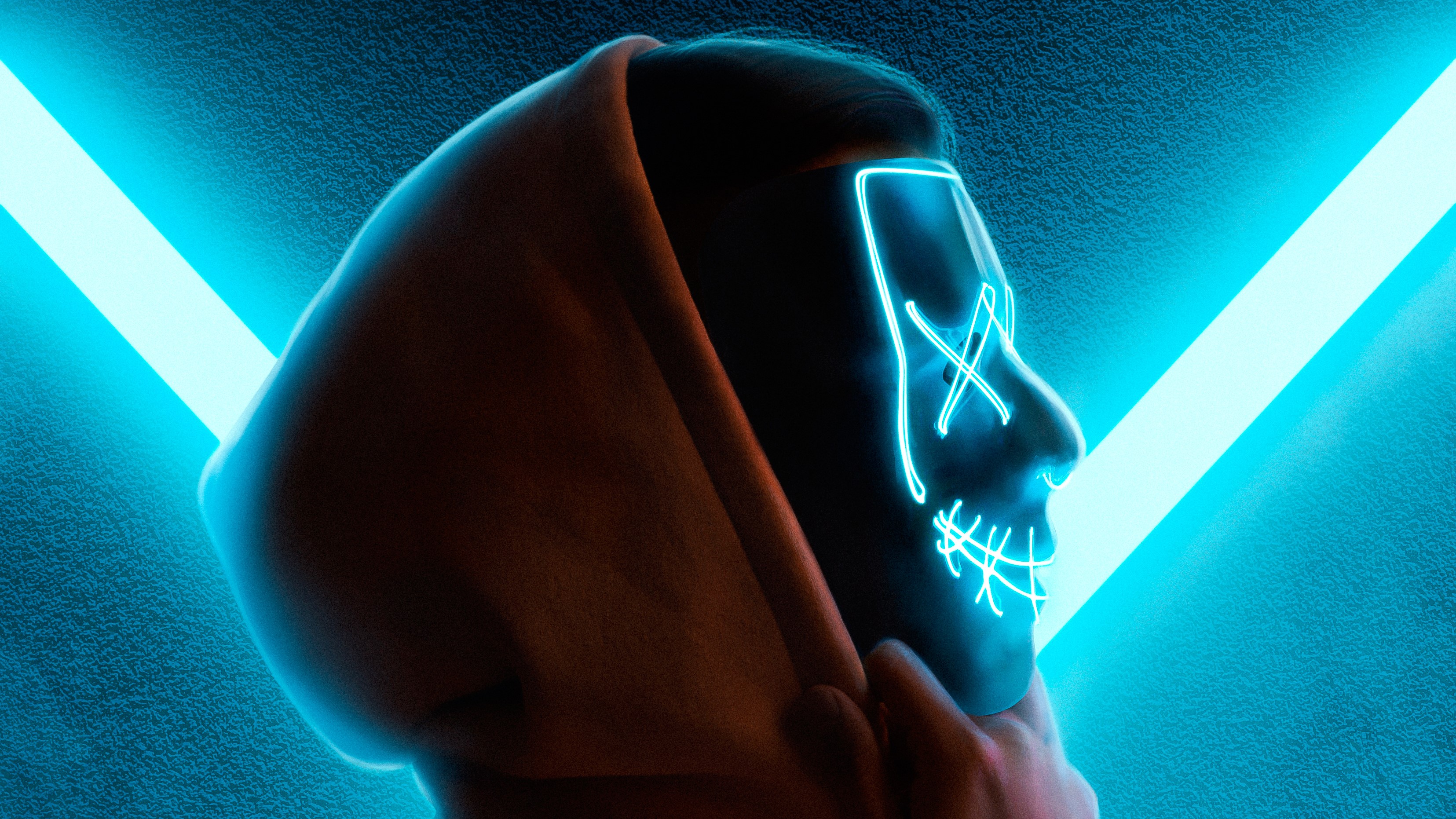 artist, hd, 4k, neon, mask, HD Wallpaper