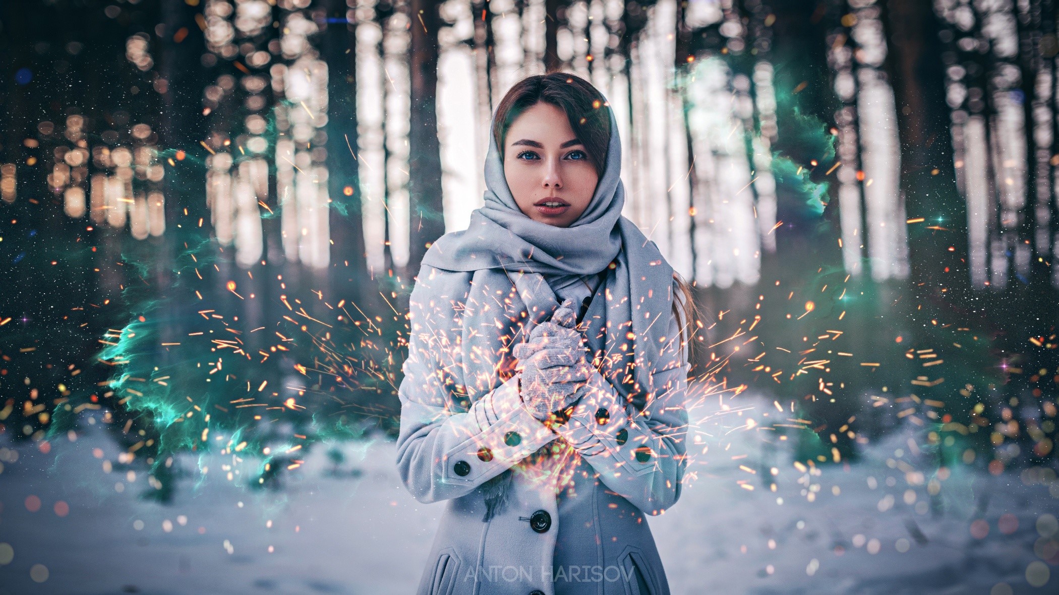 blue eyes, girls, model, hd, winter, HD Wallpaper